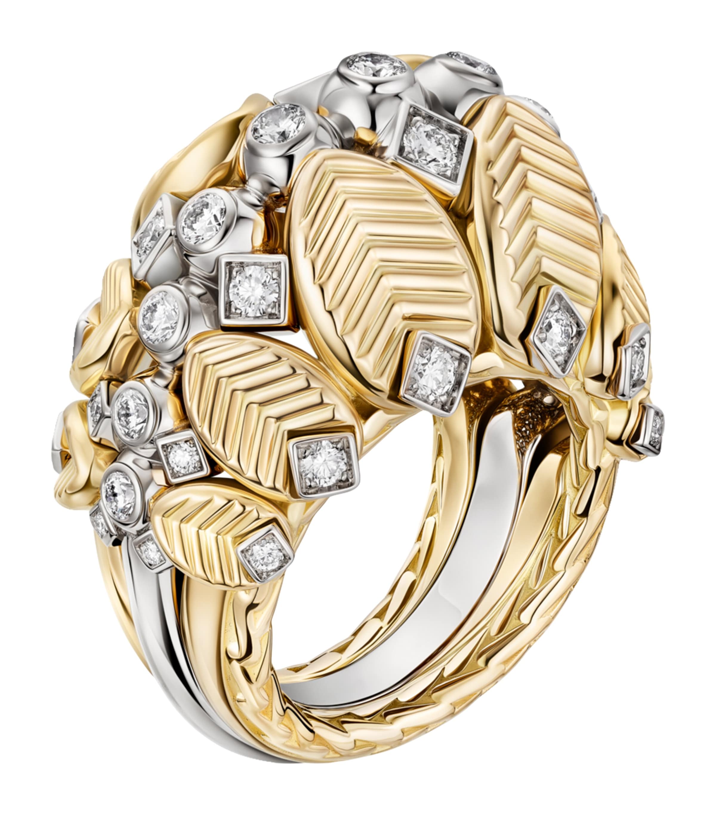 Yellow Gold, White Gold and Diamond Grain de Café Ring YELLOW GOLD Image 1