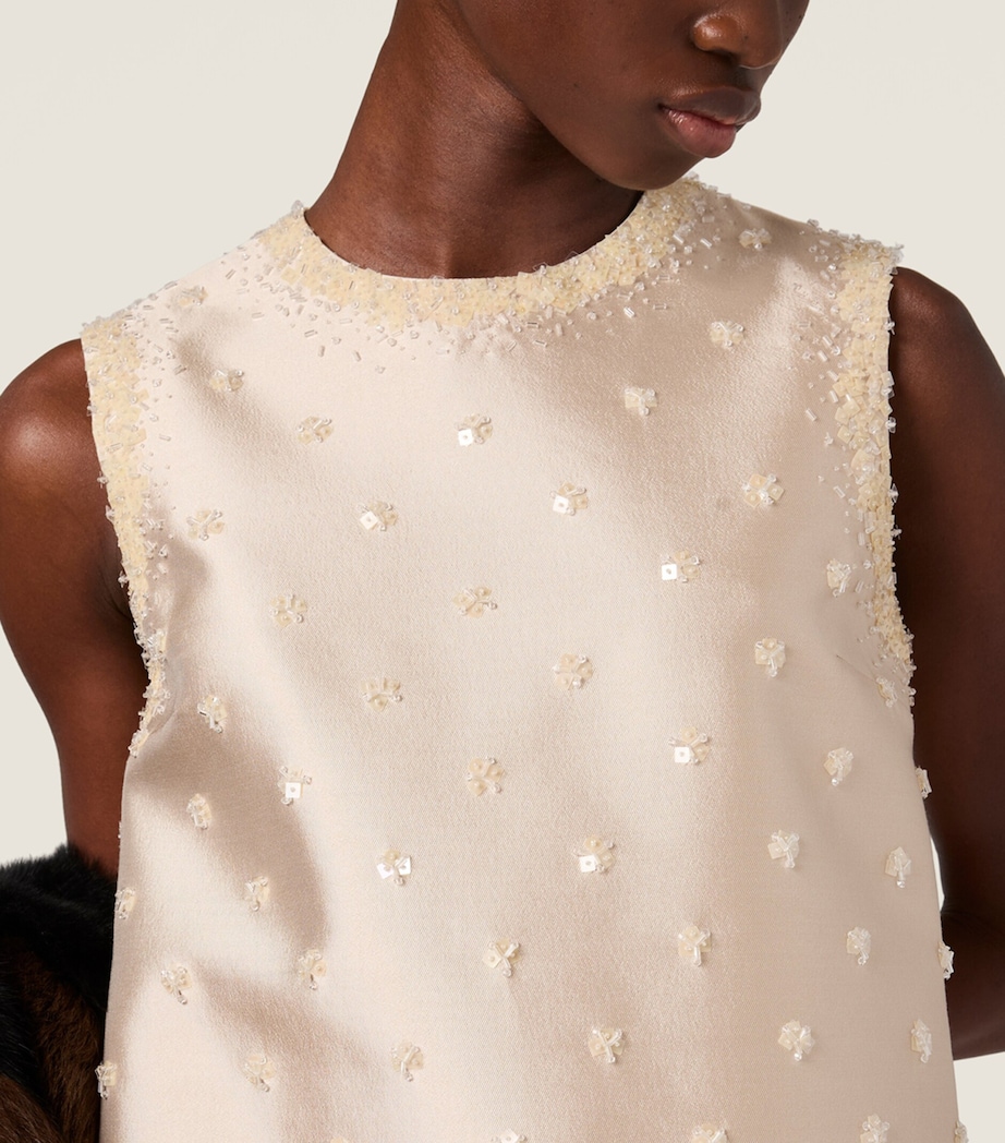 Silk-Wool Embroidered Mini Dress F0036 Image 4