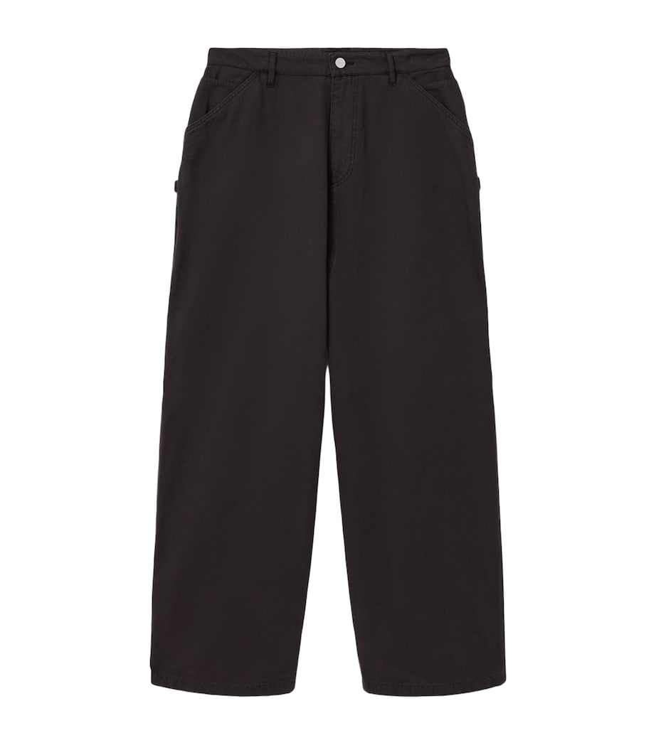 AllSaints Mens Organic Cotton Jackson Barrel Trousers Tanner Black Image 1
