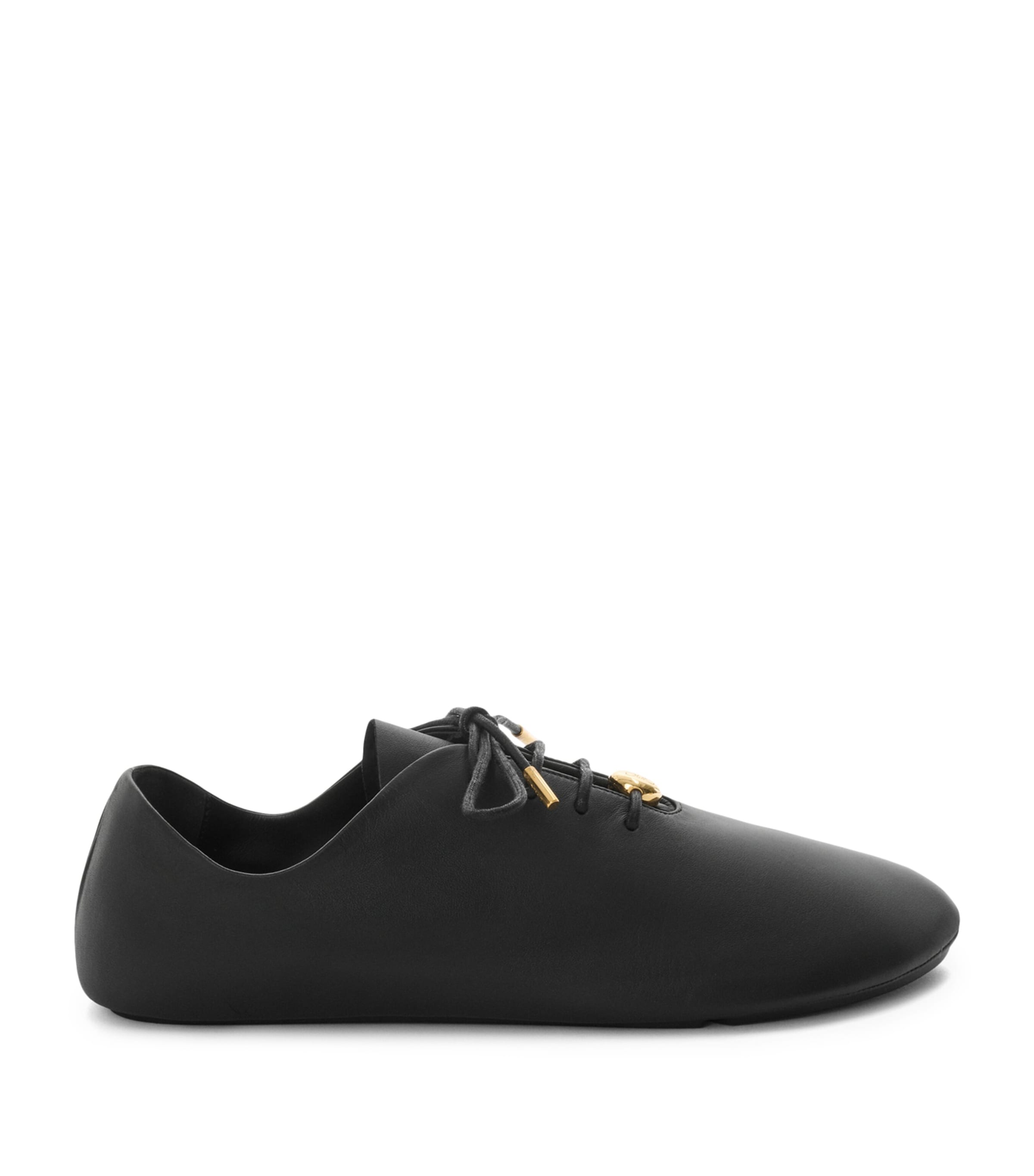 LOEWE Black Leather Pebble Soft Lace-Up Shoes | Harrods US