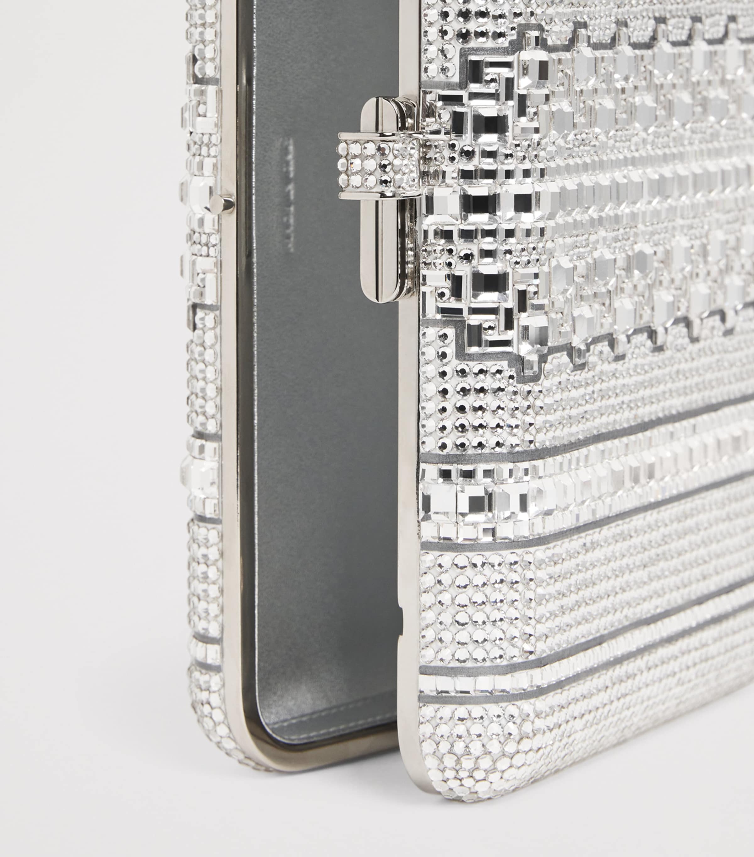 Crystal Lattice Slim Slide Clutch Bag SRHMT SLVR RHINE MLT Image 6