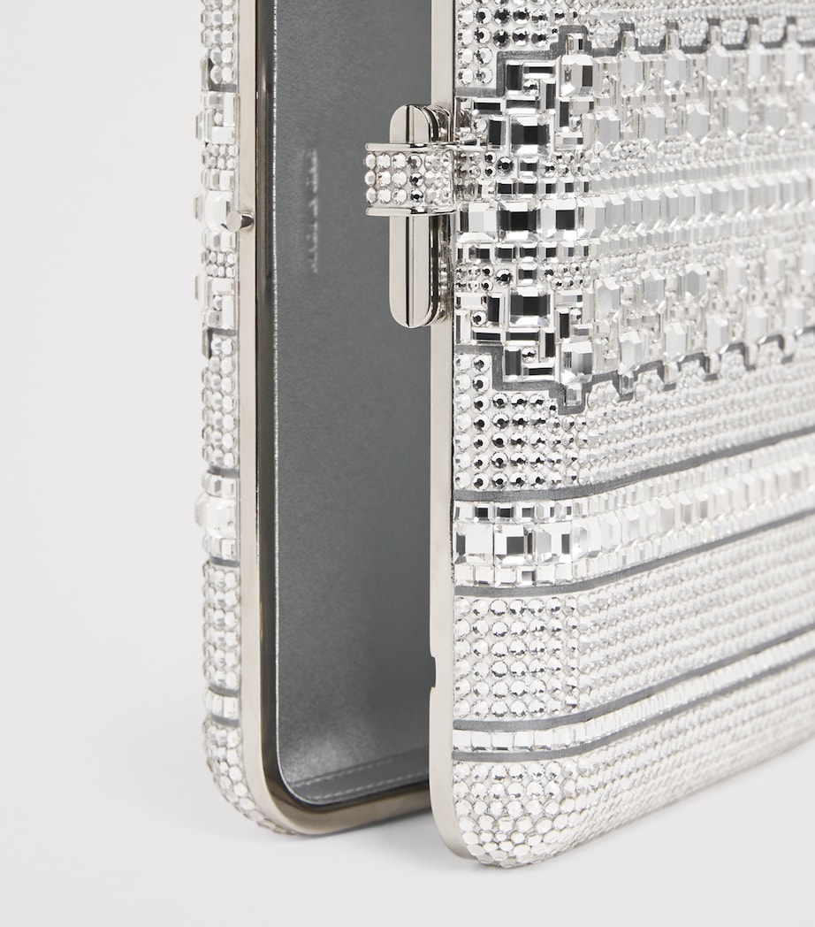 Crystal Lattice Slim Slide Clutch Bag SRHMT SLVR RHINE MLT Image 6