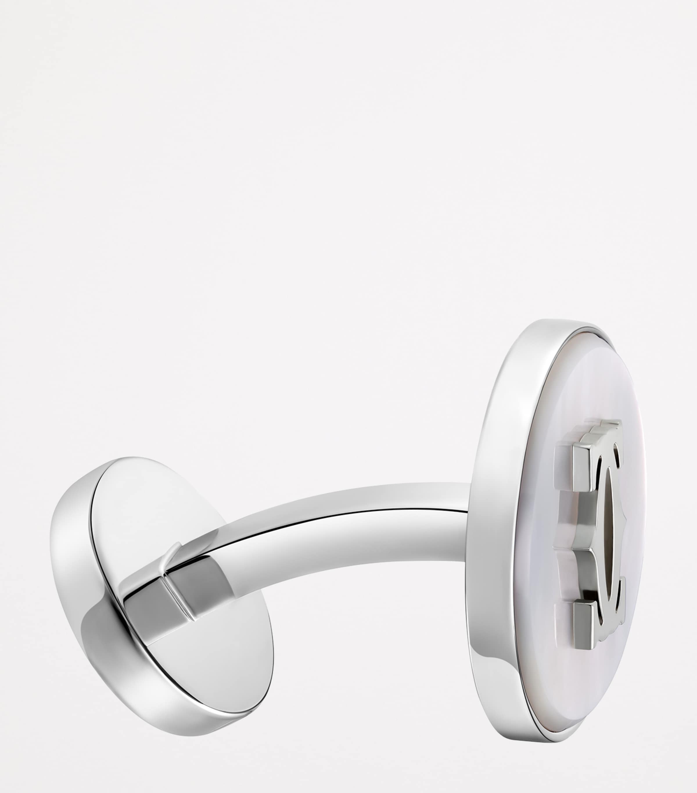 Sterling Silver Double C de Cartier Cufflinks SILVER AND WHITE Image 2