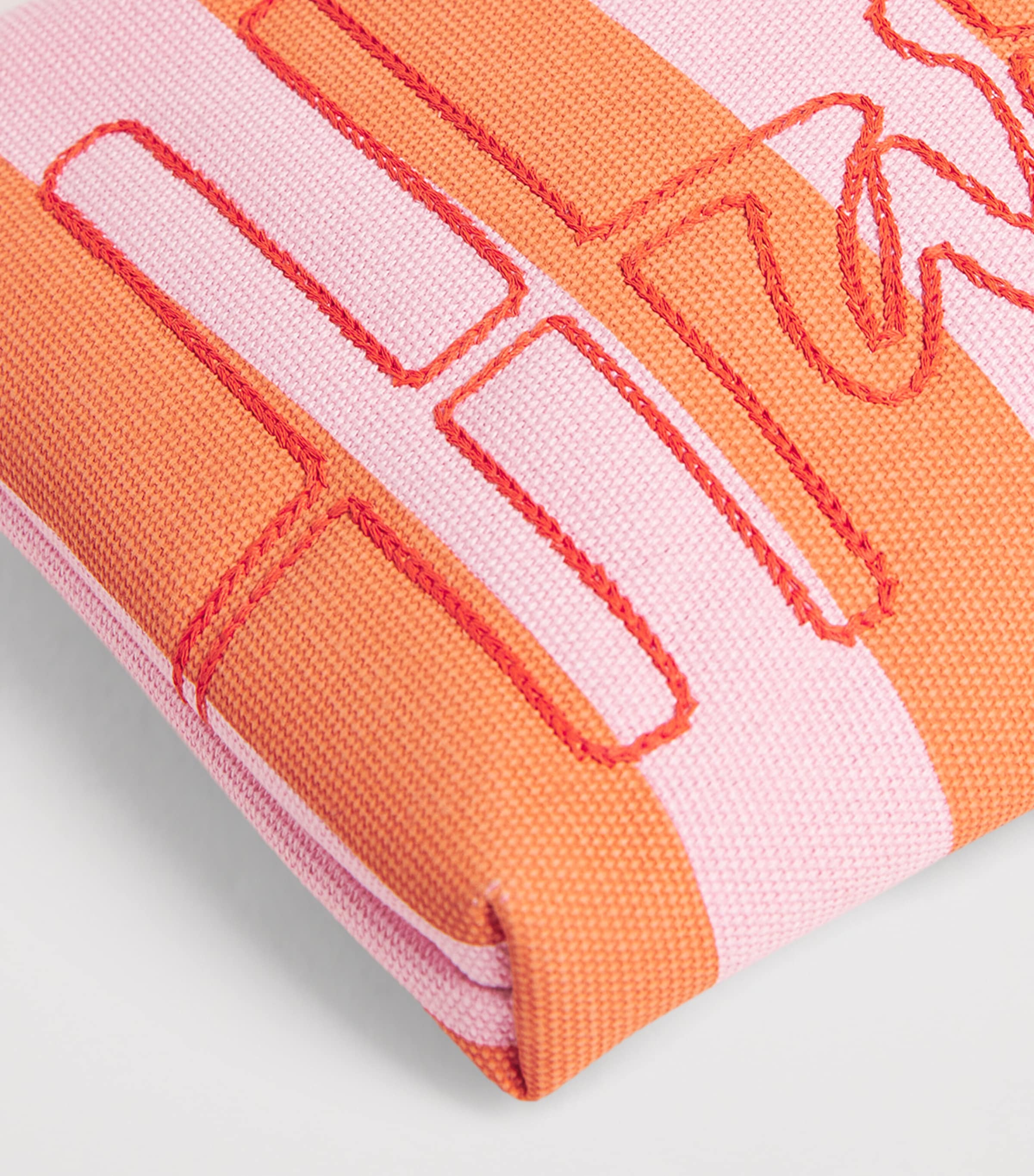 Medium Cotton Stripe Logo Pouch PINK Image 4