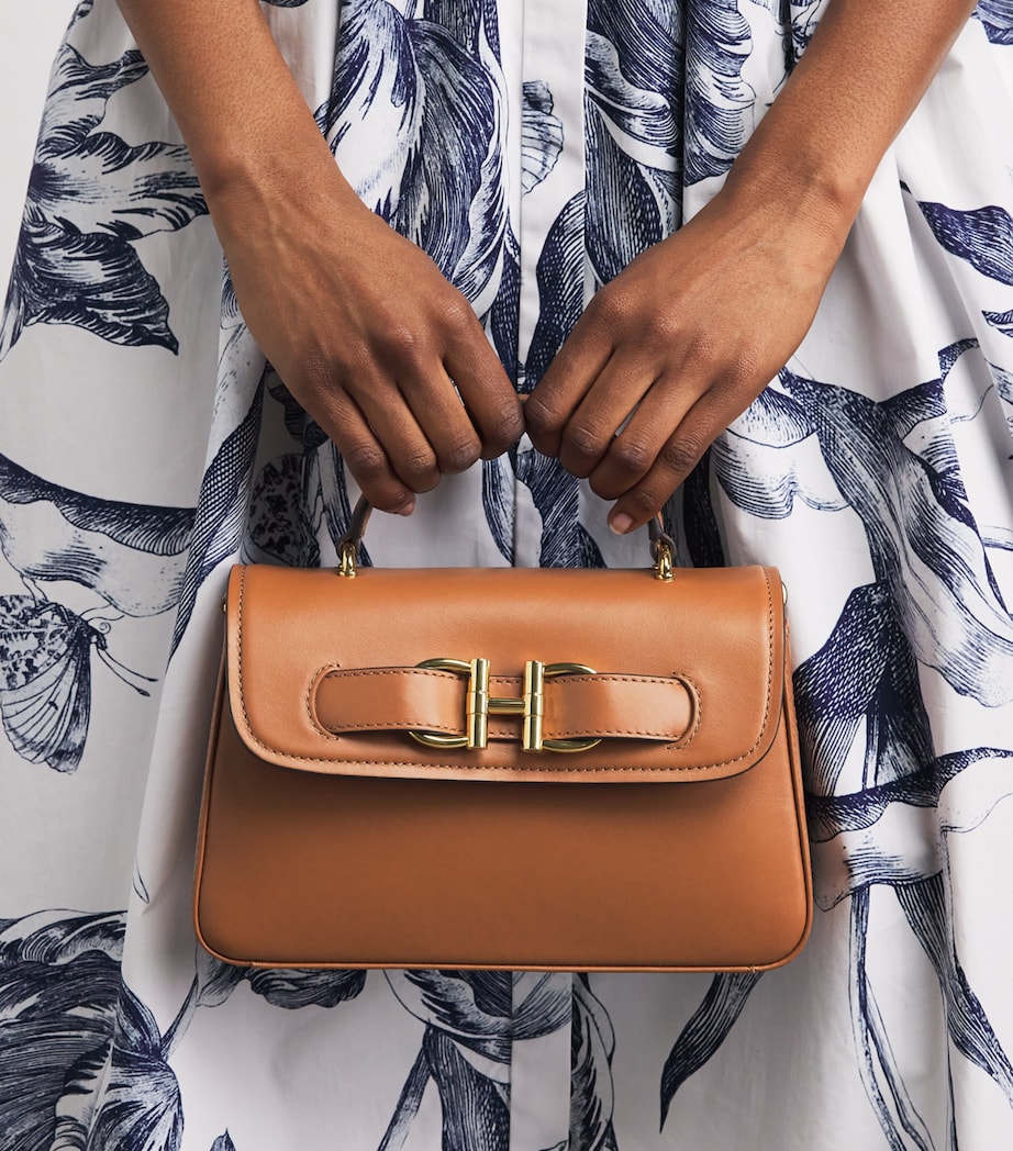 Harrods Leather Snaffle Top-Handle Bag Tan Image 2