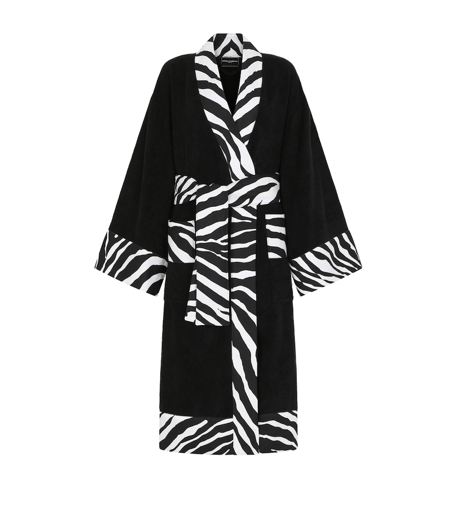 Dolce&Gabbana Casa Terry Cotton Zebra Print Robe Nero Zebra Image 1