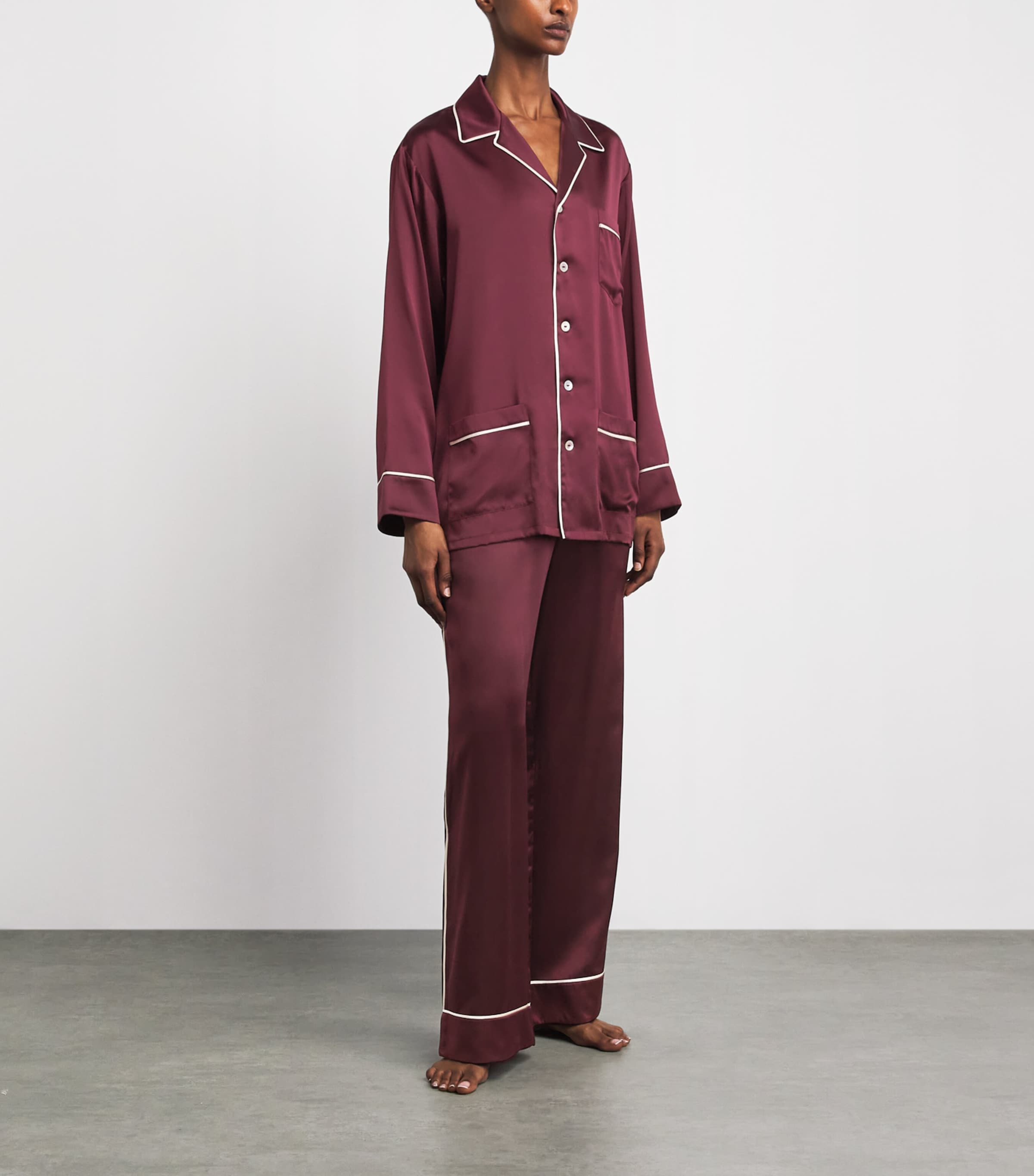 Olivia von Halle Womens Silk Yves Pyjama Set Raisin Image 2