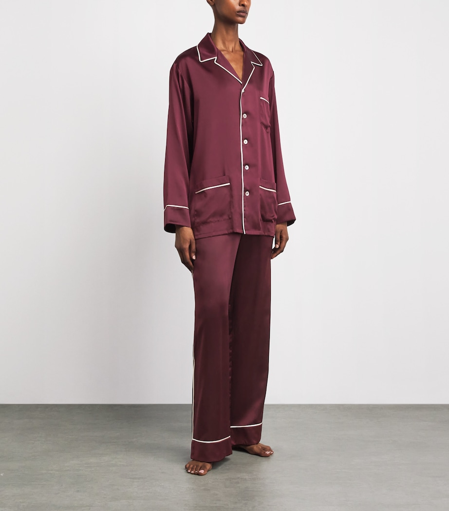 Olivia von Halle Womens Silk Yves Pyjama Set Raisin Image 2