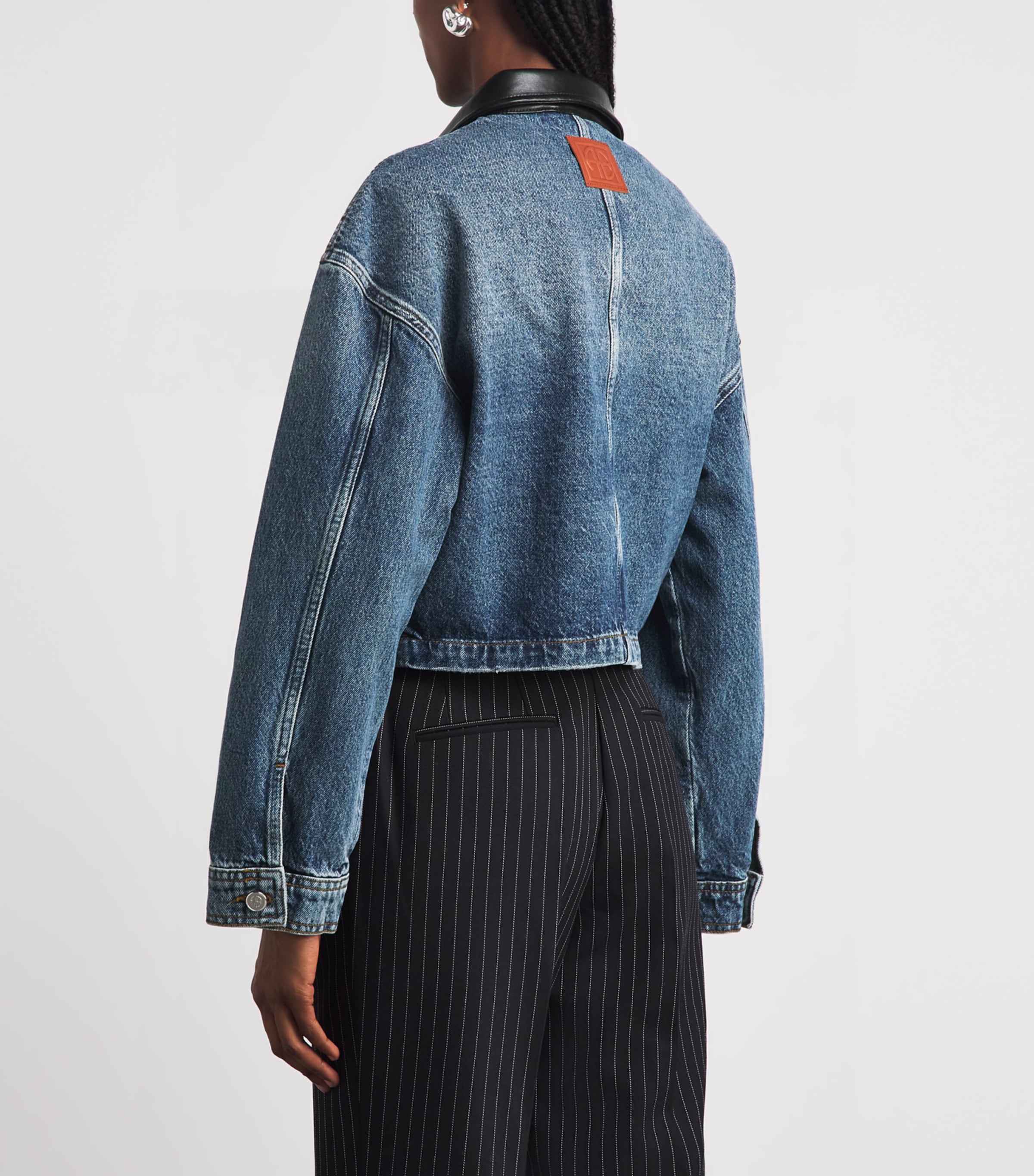ANINE BING Womens Yuma Denim Jacket Washed Blue Image 5