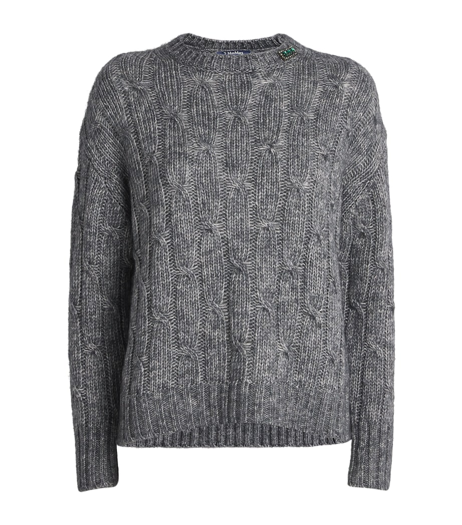 Cotton-Alpaca-Wool Cable-Knit Sweater DARK GREY Image 1