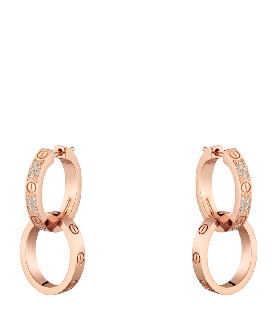 Rose Gold and Diamond LOVE Double Hoop Earrings ROSE GOLD Image 1