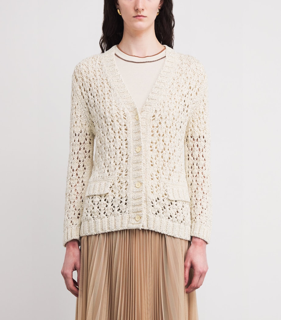 Open-Work Sequinned Cardigan VR1 BURRO Image 3