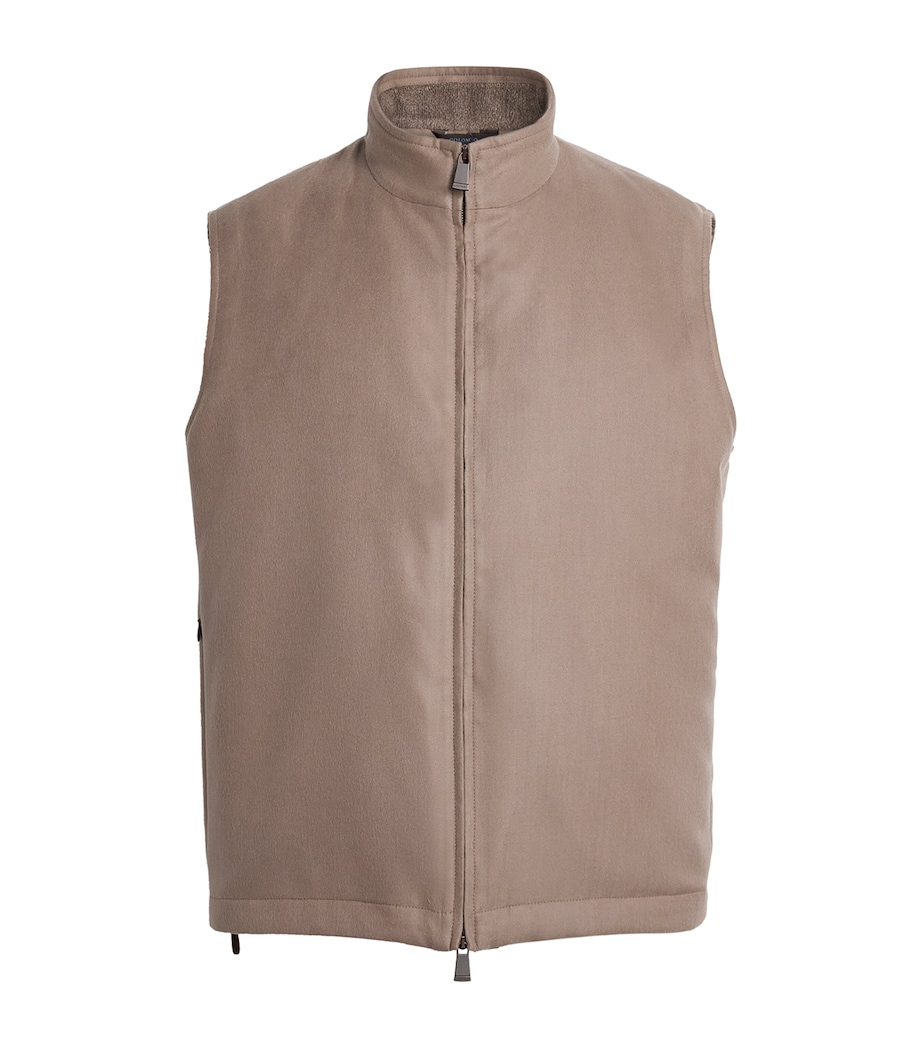 Colombo Mens Cashmere Leather Trim Gilet Brown Image 1
