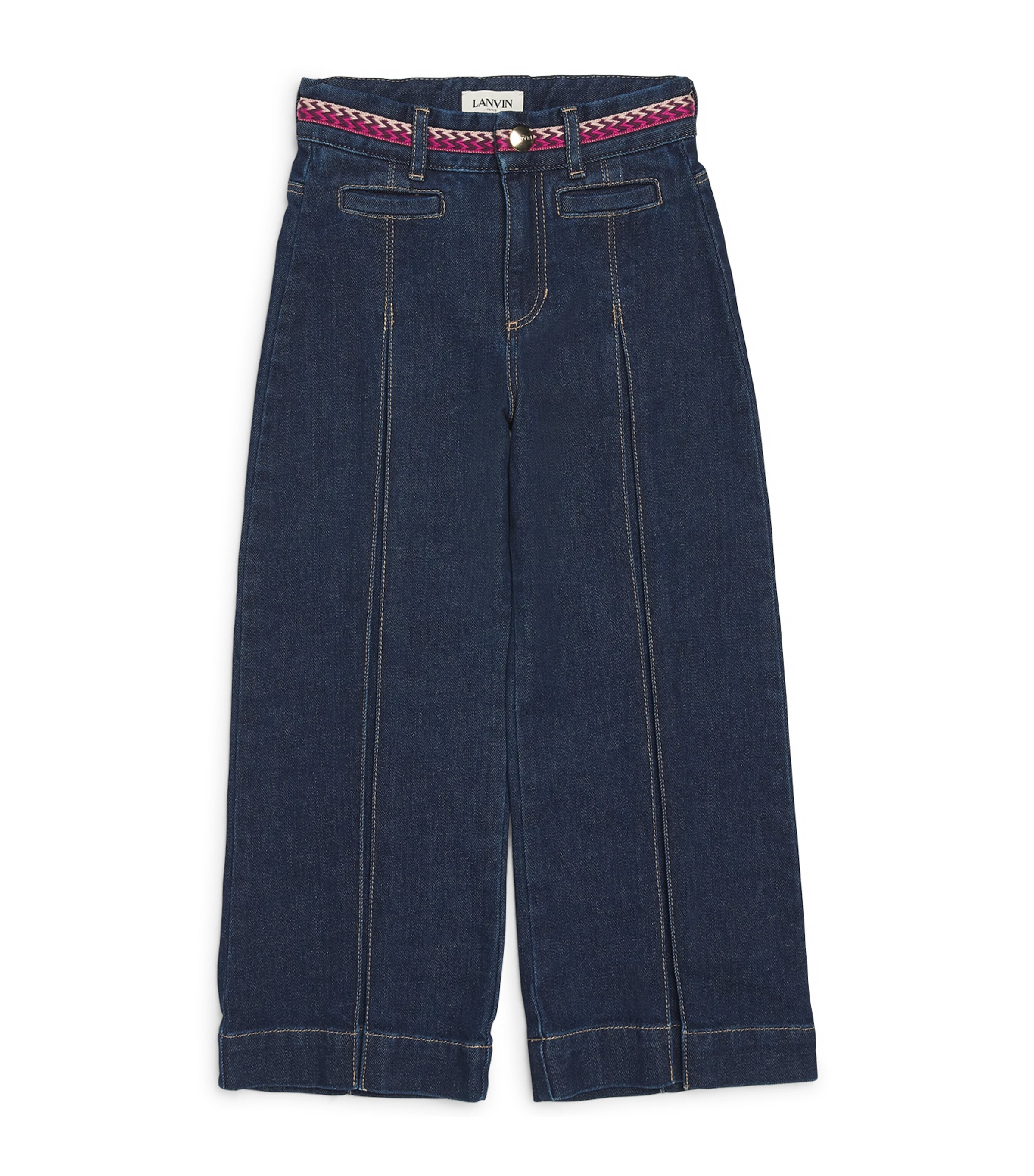 Lanvin Enfant Kids' Contrasting-trim Flared Jeans In Blue