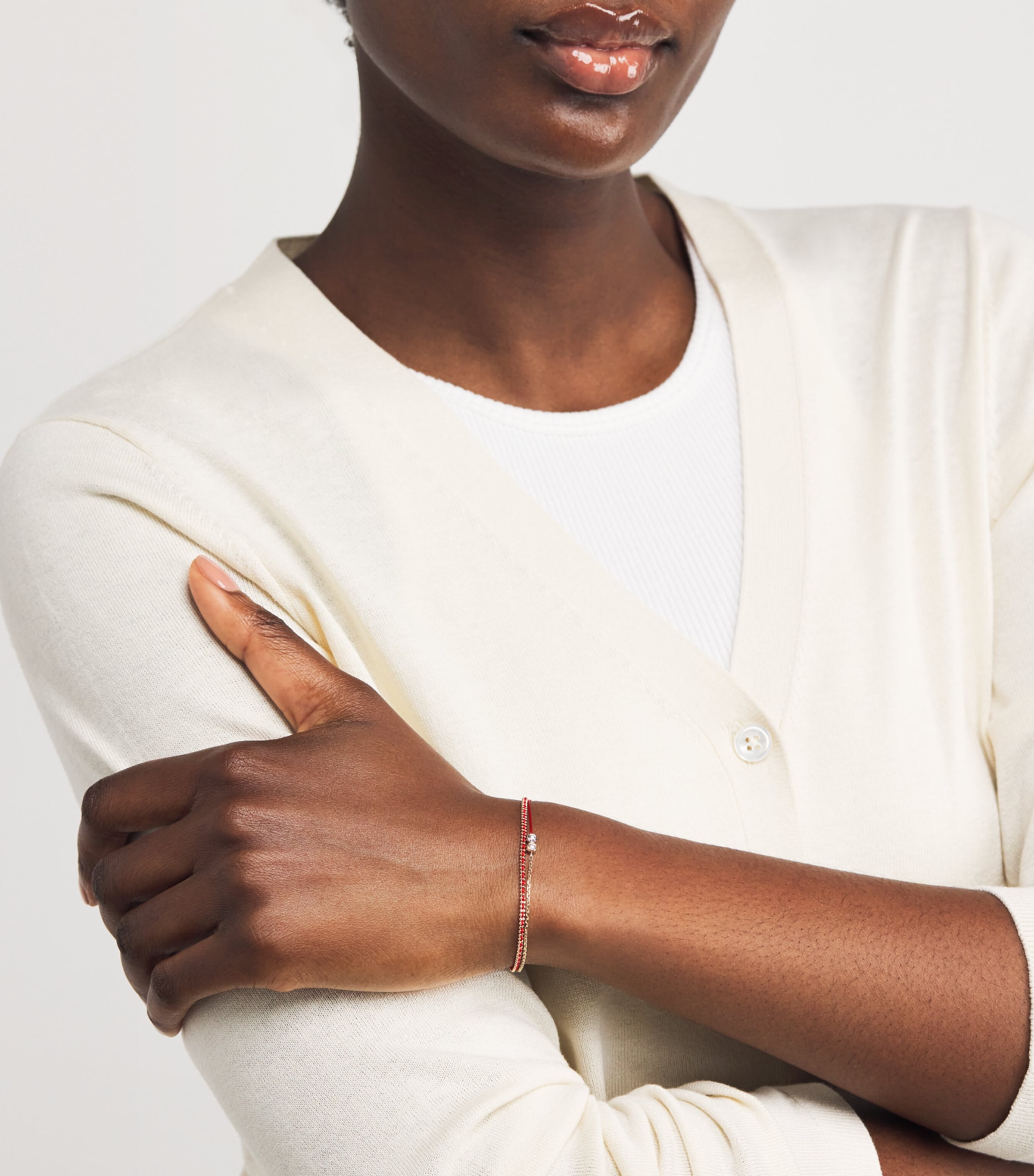 20th Anniversary Two-Tone Gold and Diamond Half-Thread Bracelet GOLD Image 4