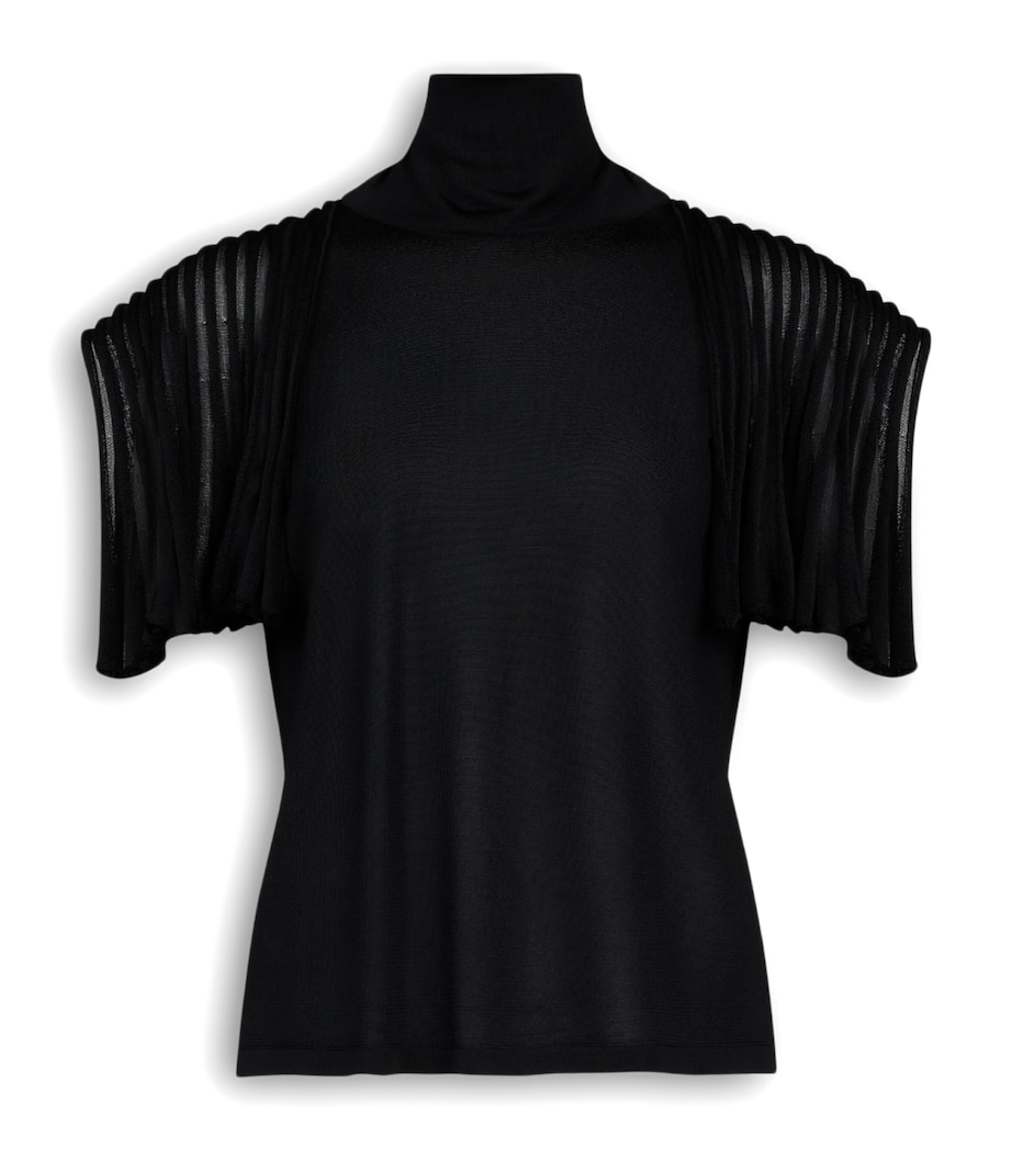 Alaïa Womens Leaf-Godet Top Noir Alaia Image 1