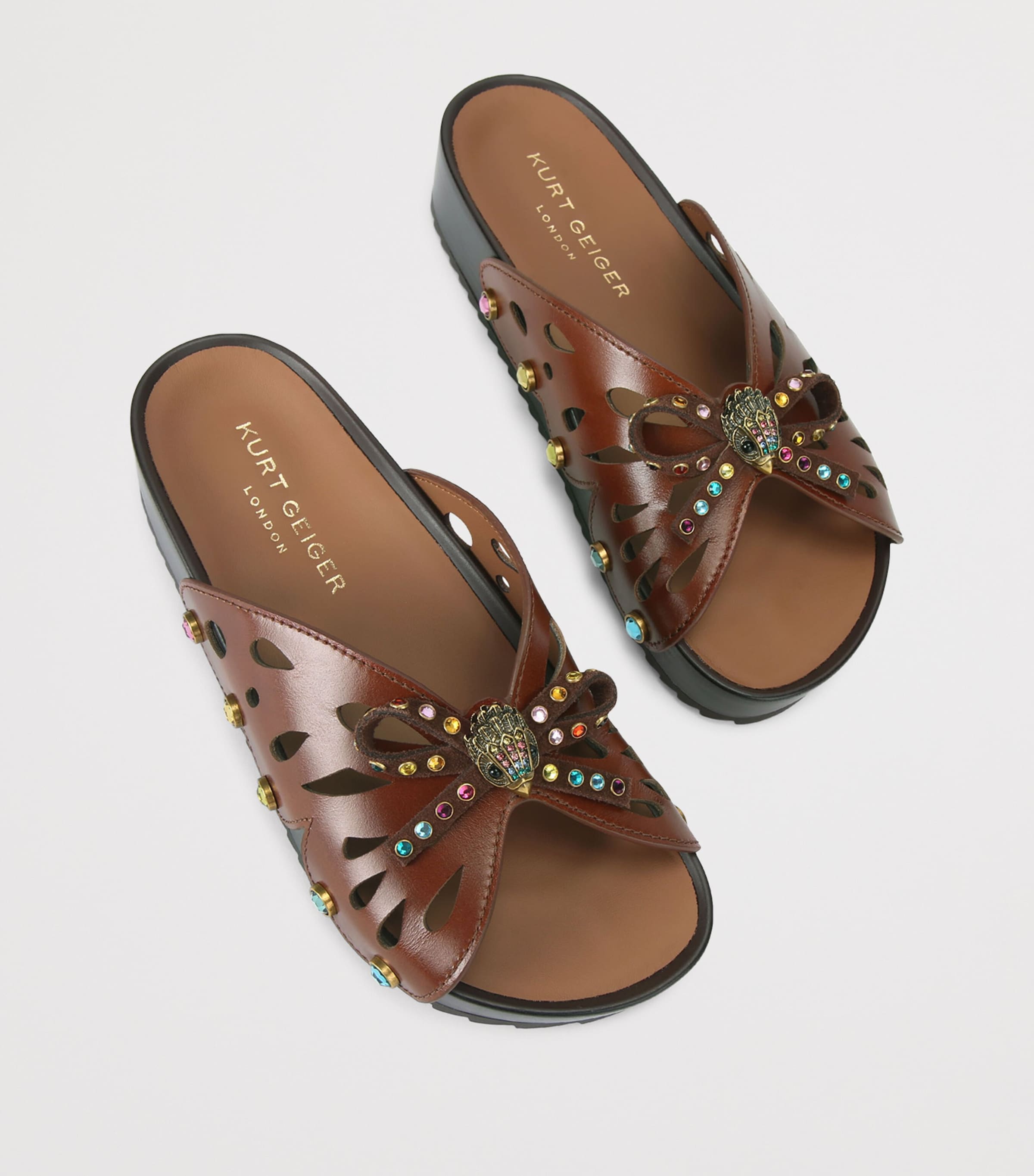 Kurt Geiger London Leather Boho Butterfly Sandals Brown Image 4