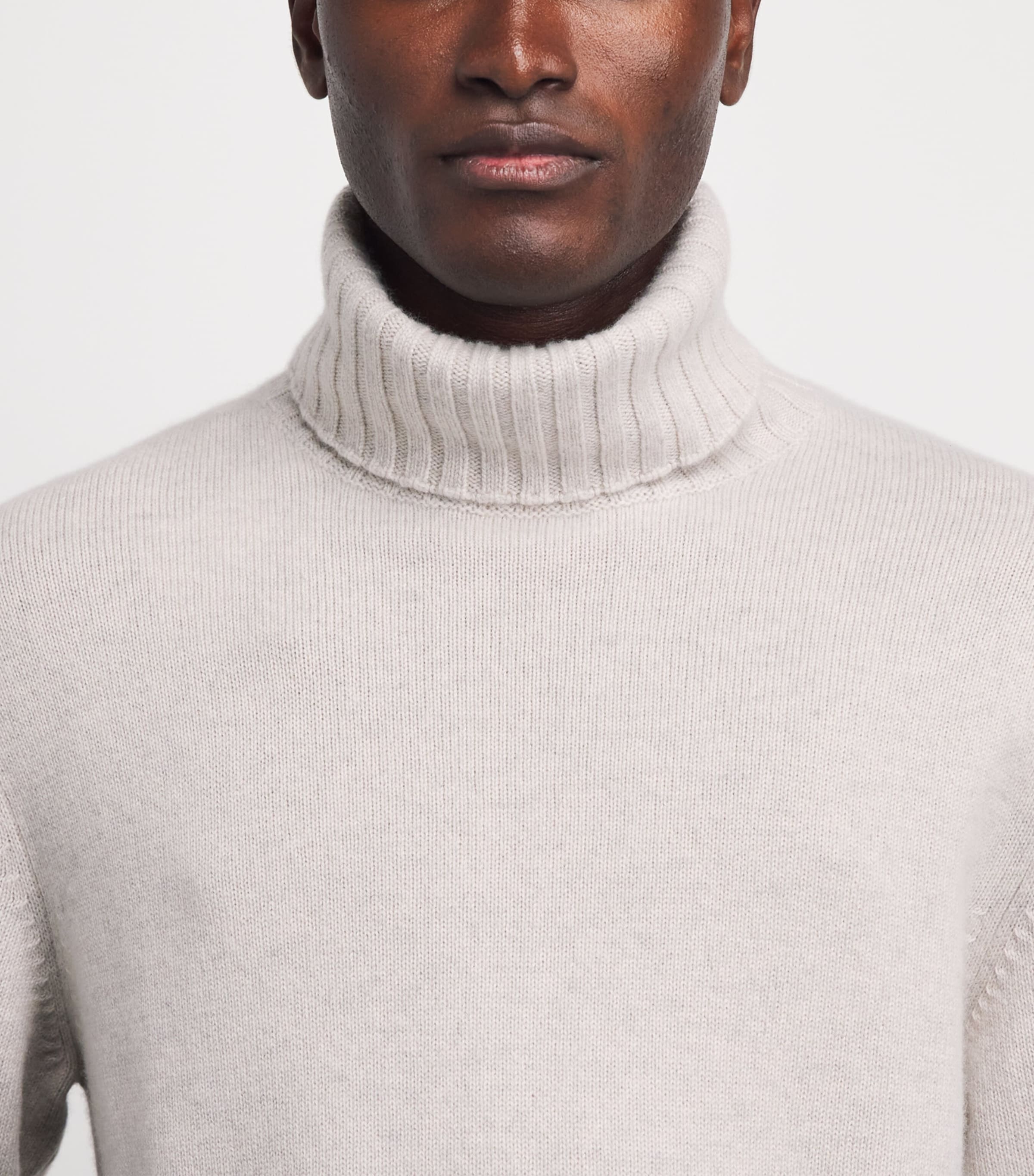 N.Peal Mens Cashmere Brompton Rollneck Sweater Pebble Grey Image 3