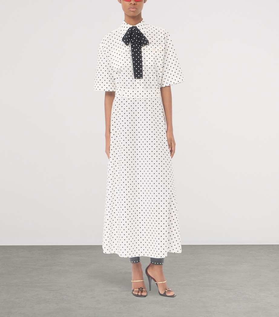 Valentino Womens Cotton Polka-Dot Midi Dress Image 2