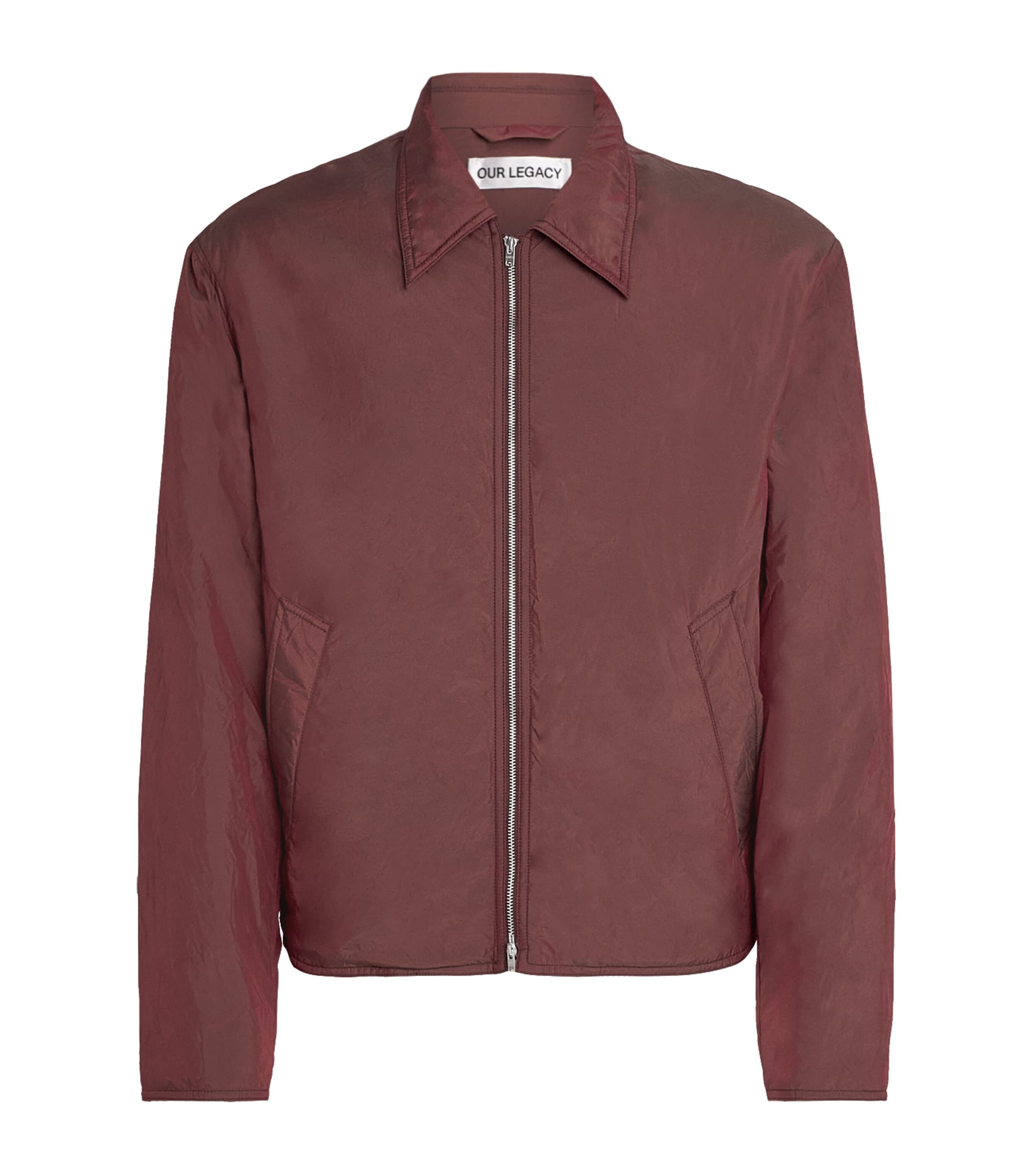 Our Legacy Mens Shining Cherry Slight Classic-collar Nylon Jacket In Red