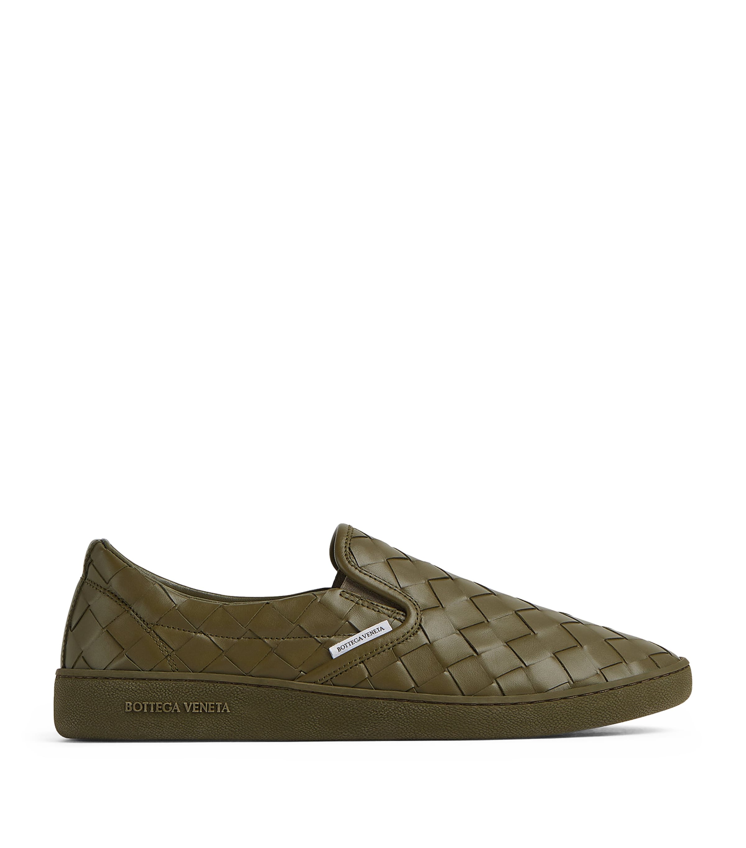 Bottega Veneta Leather Intrecciato Sawyer Slip-on Sneakers In Brown