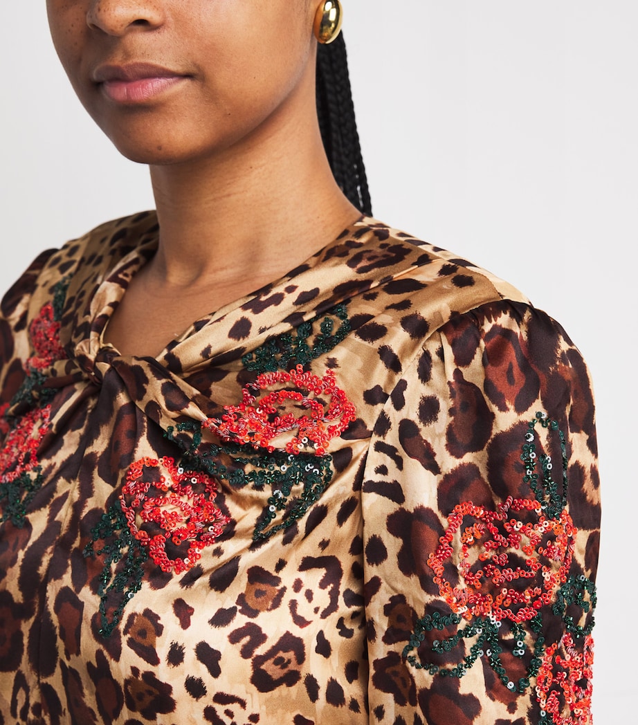 Satin Beaded Cheetah Print Claudia Midi Dress 2347/5790 CHEETAH Image 4