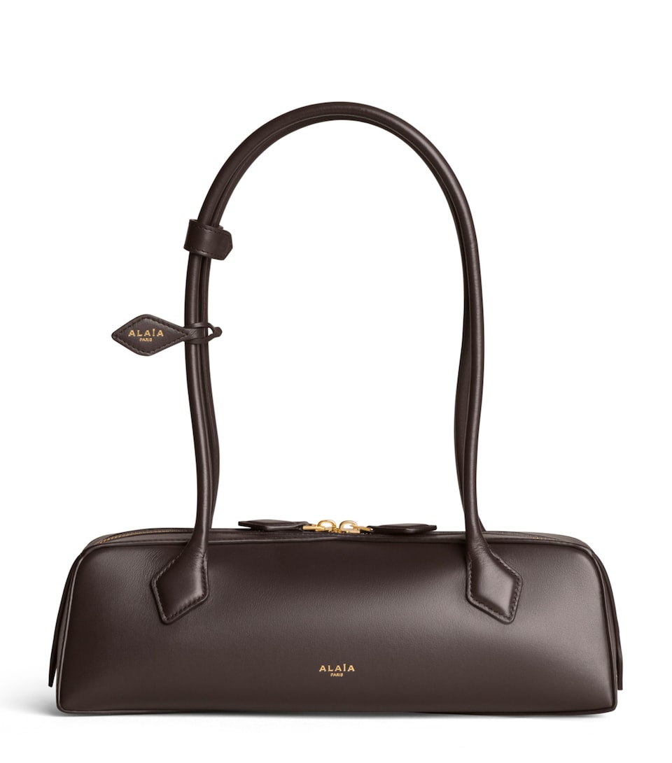 Alaïa Medium Leather Le Teckel Shoulder Bag Dark Brown
