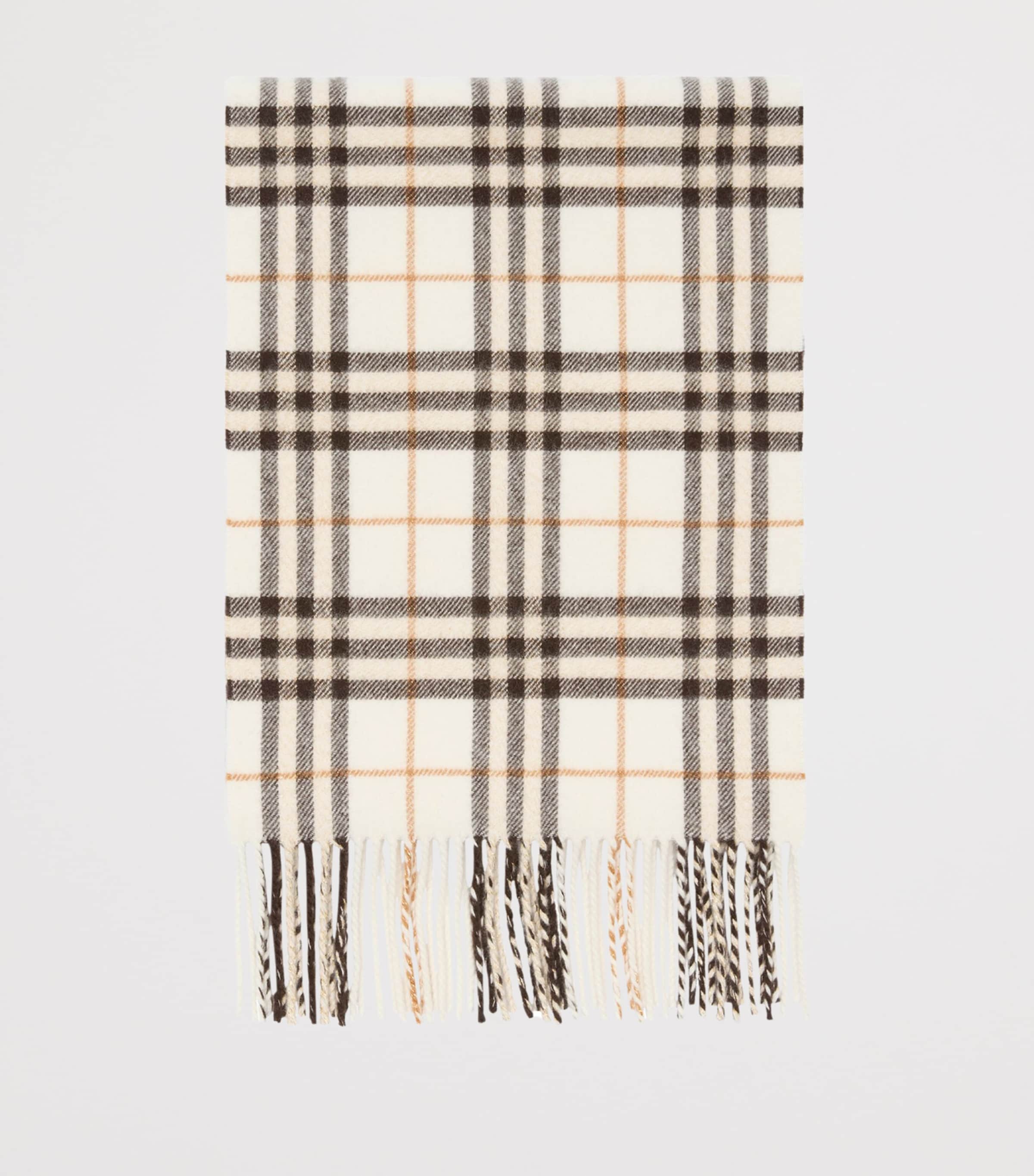 Burberry Cashmere Sparkle Check Scarf Pebble White Image 4