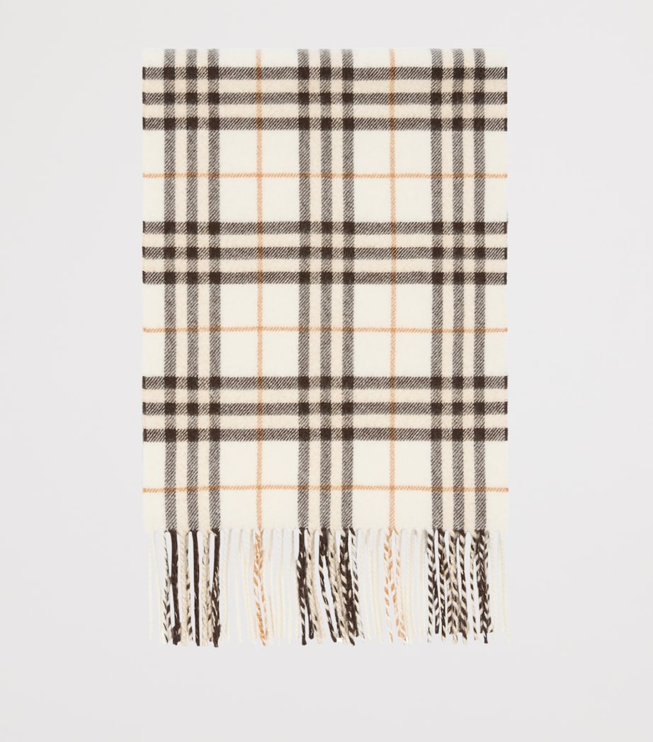 Burberry Cashmere Sparkle Check Scarf Pebble White Image 4