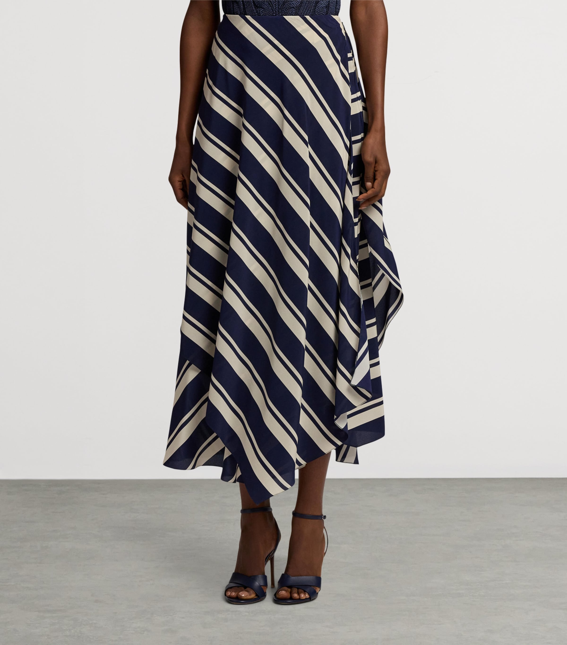 Silk Tilda Striped Maxi Skirt BLUE Image 9