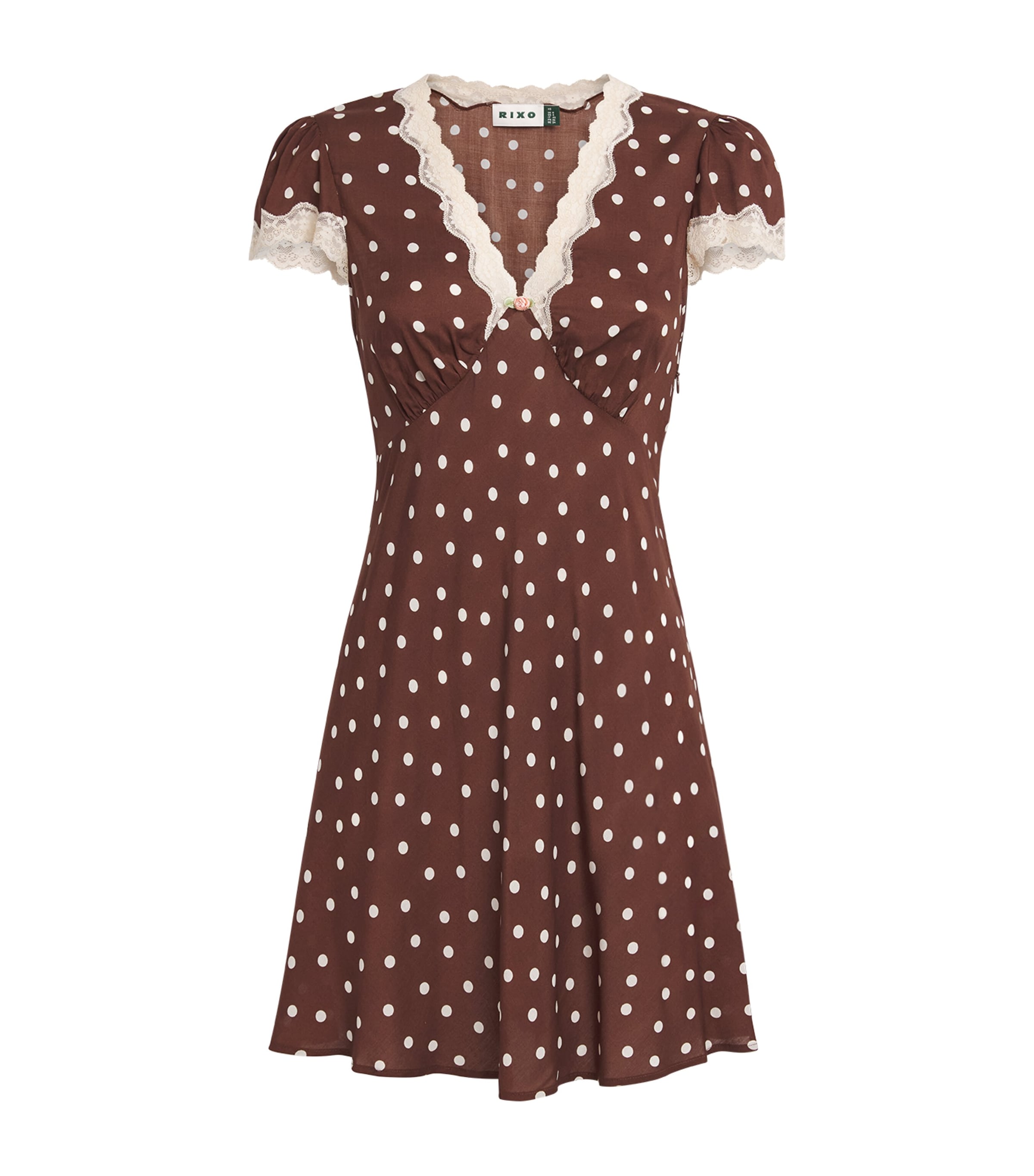 Rixo Womens Polka-Dot Cely Mini Dress Layla Dot Brown Image 1