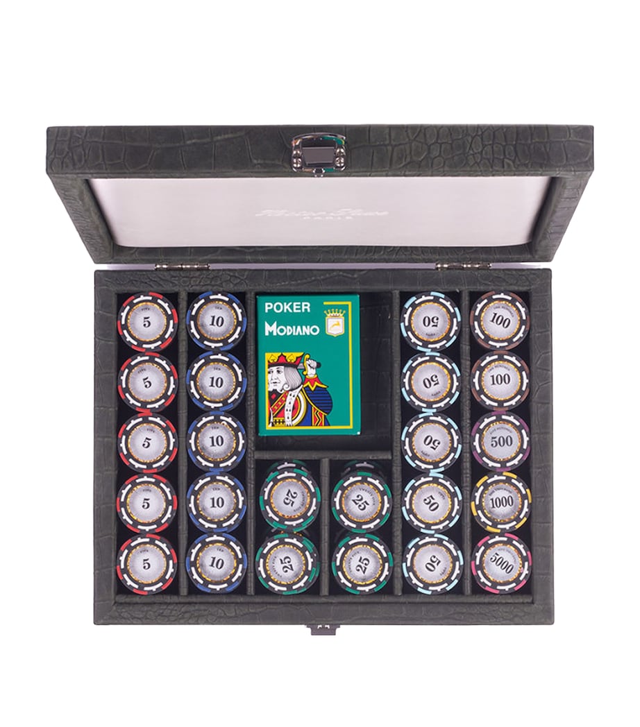 Leather Alligator Poker Set KAKI Image 4