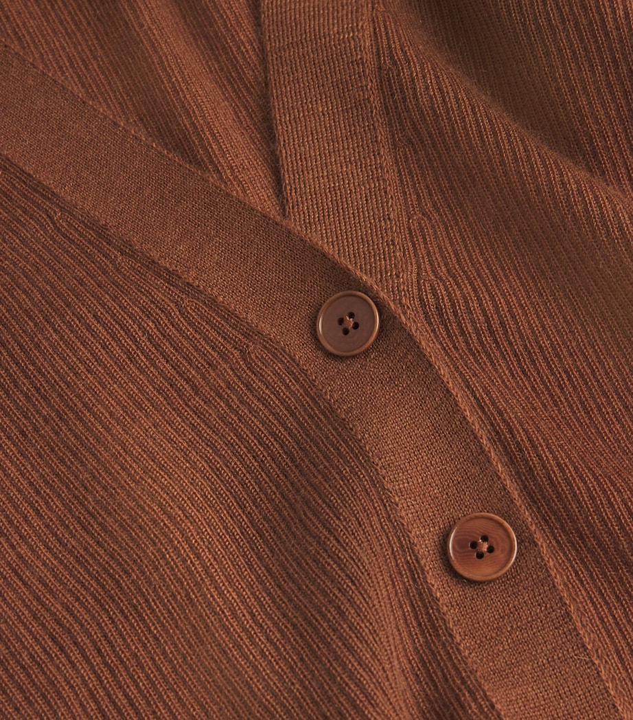 Superfine Cashmere V-Neck Cardigan SB7300 DARK CAMEL Image 5