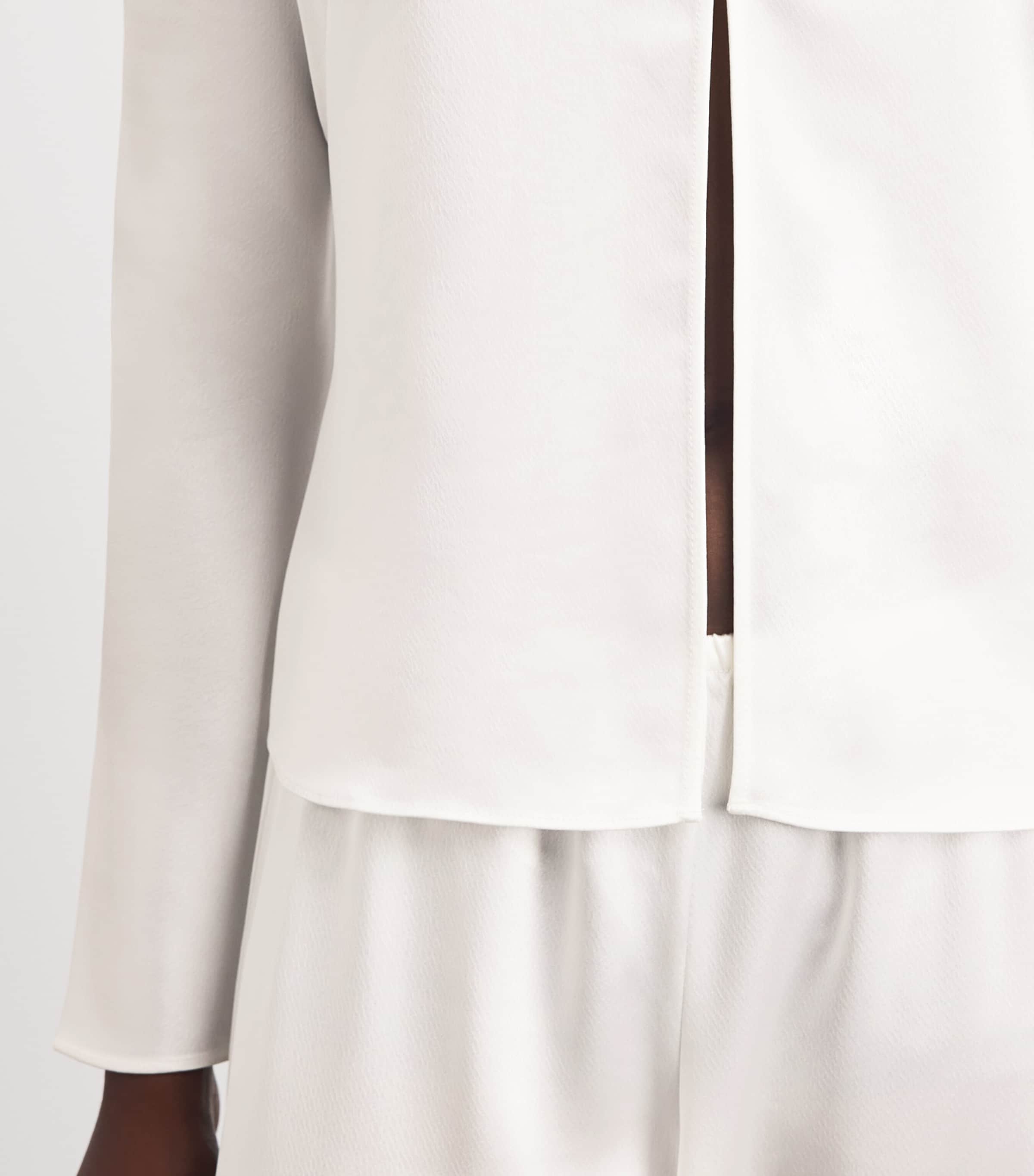 LESET Womens Satin Long-Sleeve Barb Top Optic White Image 3