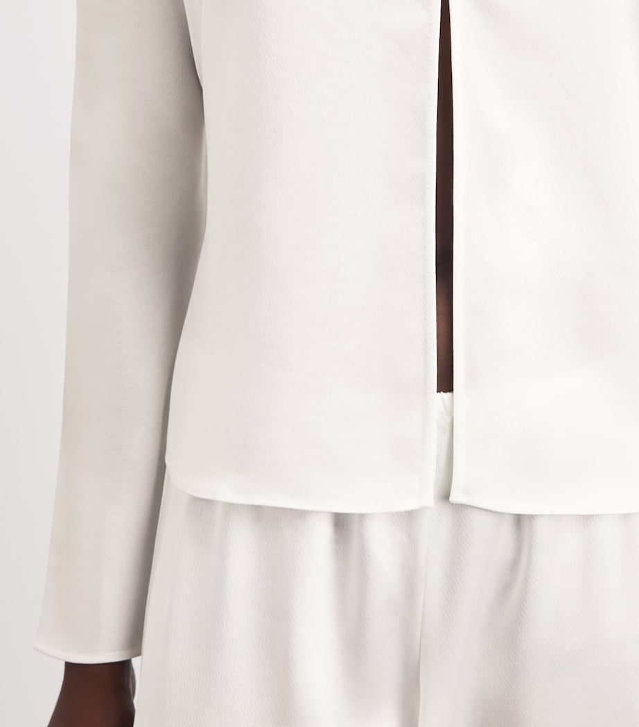 LESET Womens Satin Long-Sleeve Barb Top Optic White Image 3