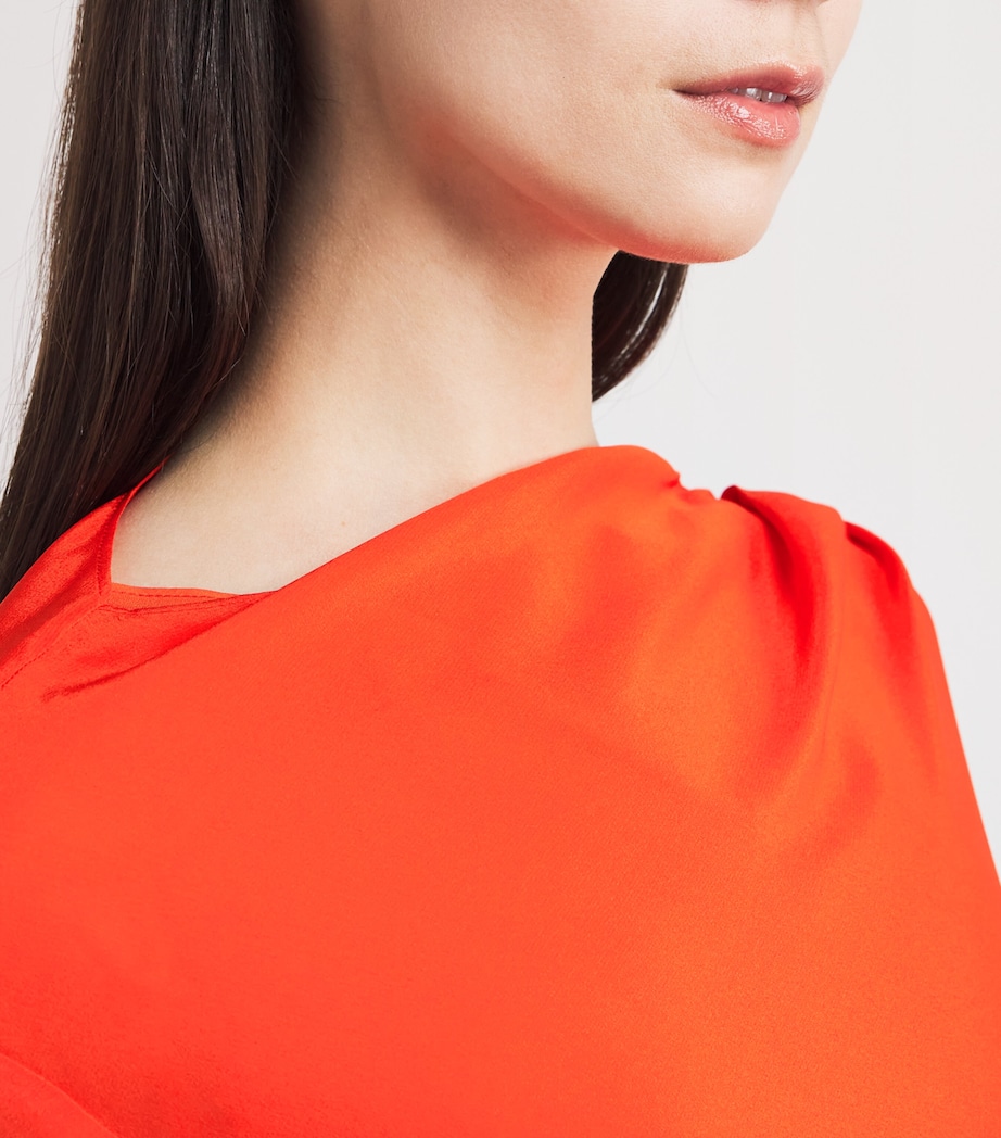 Silk Gathered Fresca Maxi Dress TANGERINE Image 6