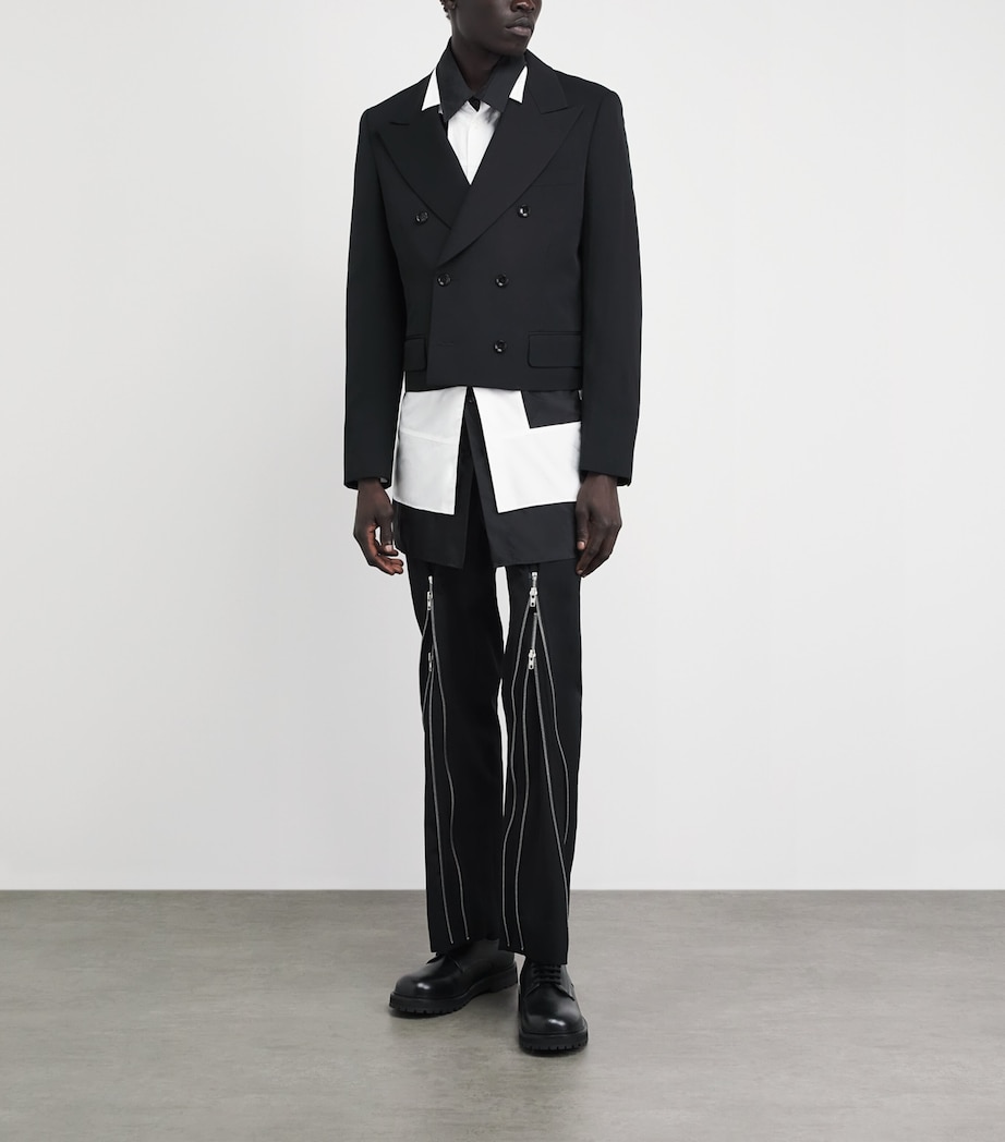 Comme Des Garçons Homme Plus Mens Wool Double-Breasted Blazer Black Image 2