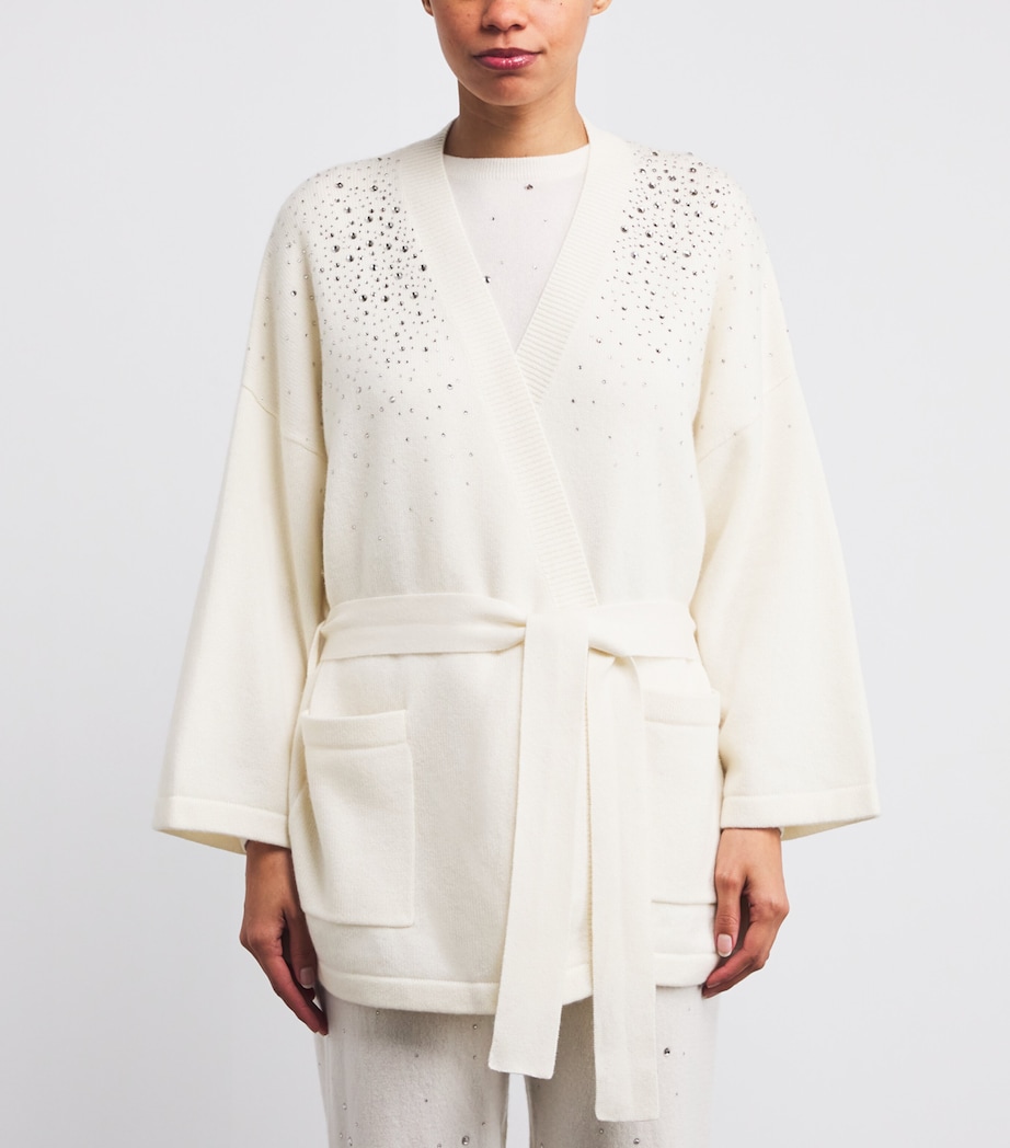 Cashmere Crystal-Embellished Cardigan WINTER WHITE/SI Image 3