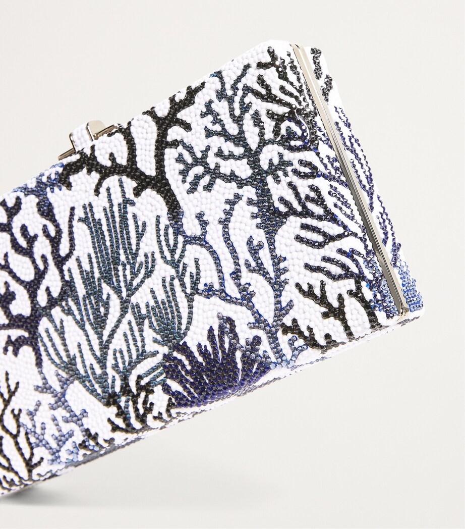Judith Leiber Rare Coral Clutch Bag Silver Dk Indigo Mlt Image 6