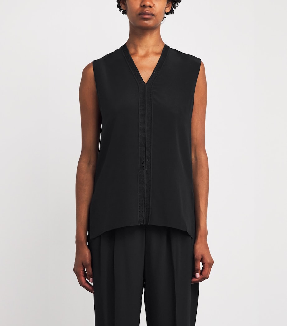 Crepe de Soie Silk Louis Blouse BLACK Image 3