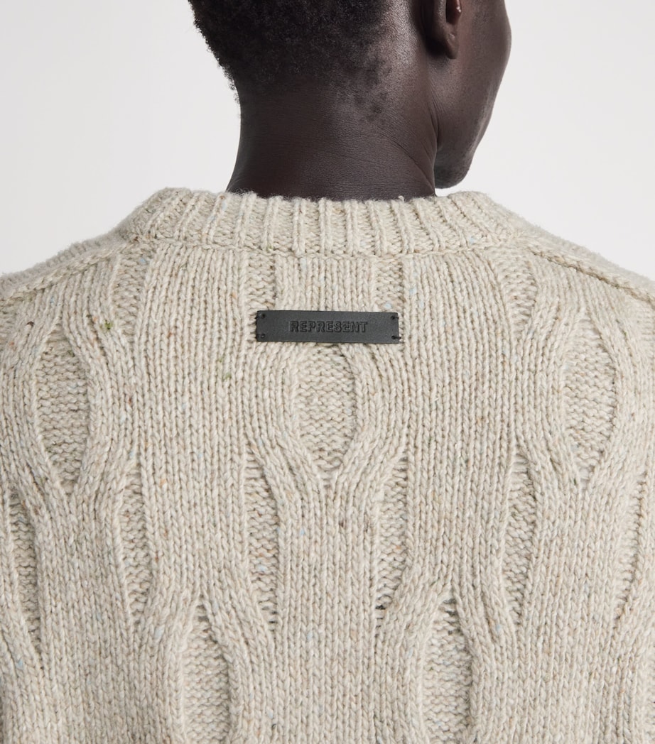 Represent Mens Wool-Blend Distressed Sweater Taupe Image 3