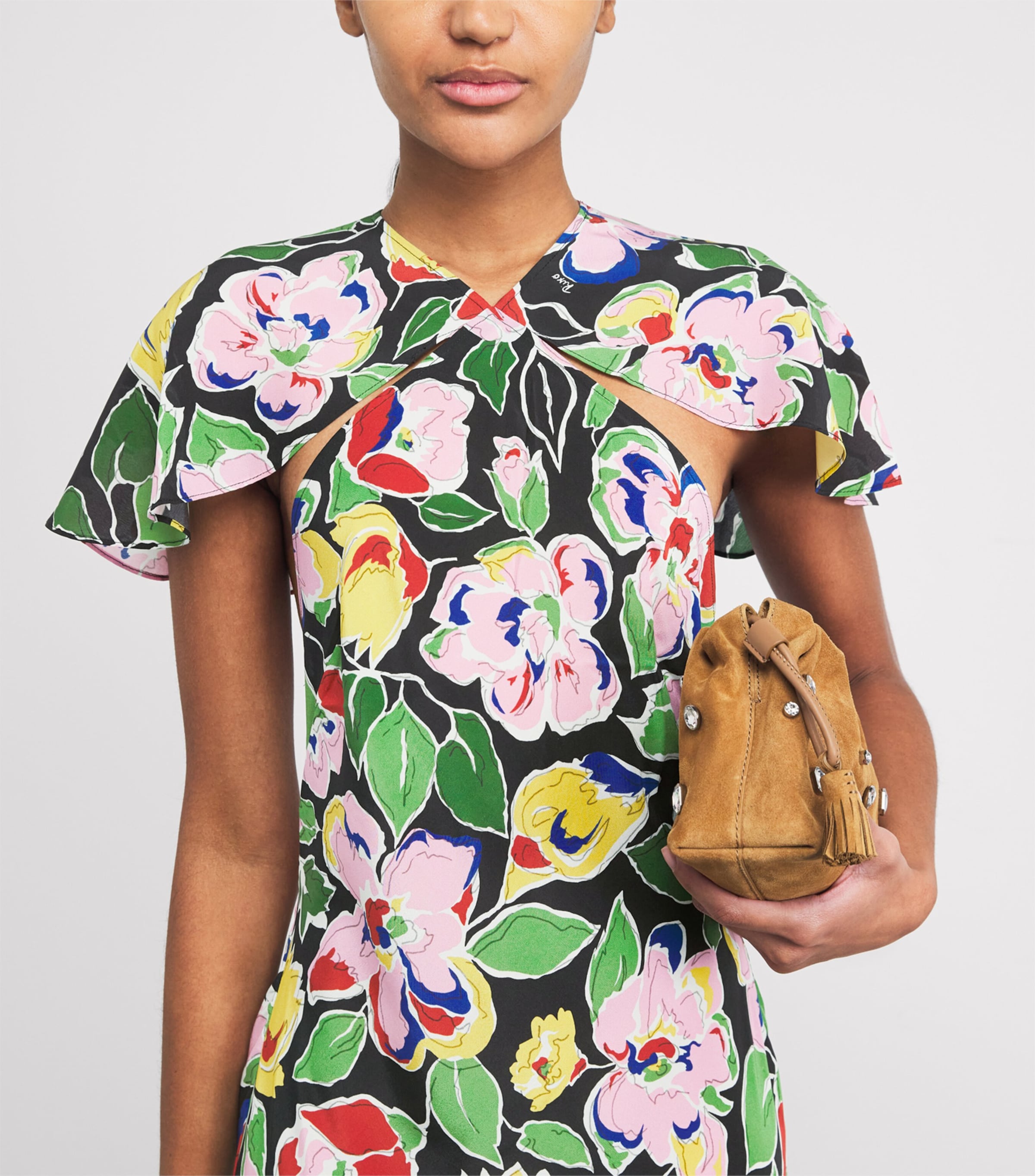 Silk Aryella Midi Dress JEANNIE BLOOM BLACK Image 4