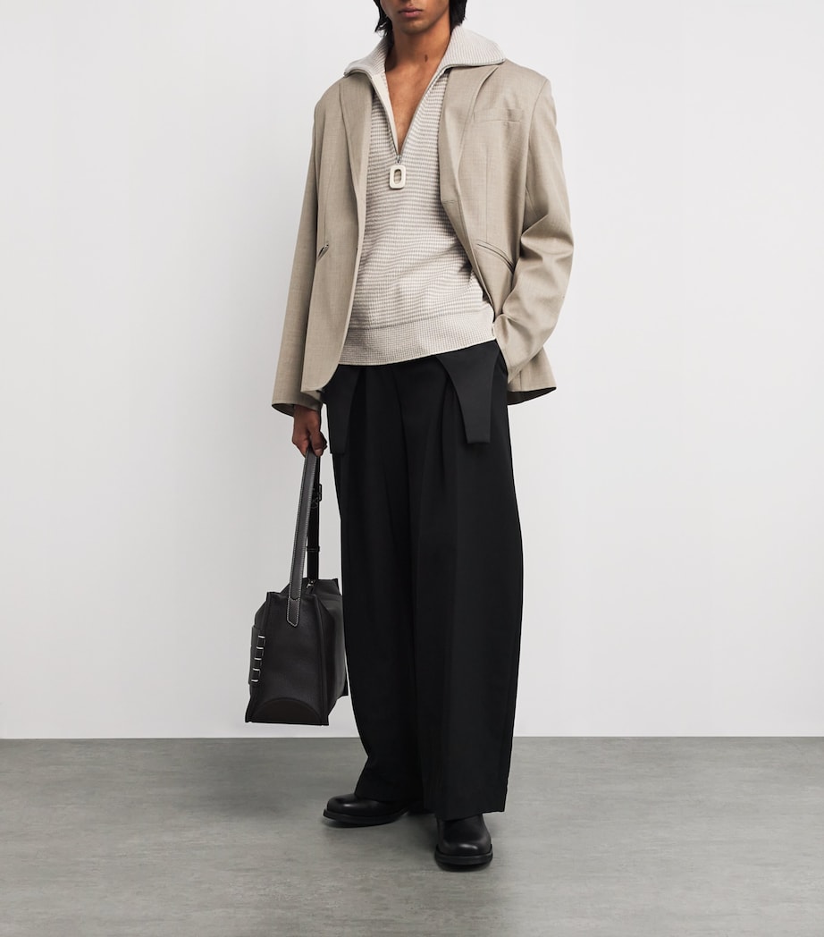 Knitted Stripe Half-Zip Sweater SAND/STONE Image 2