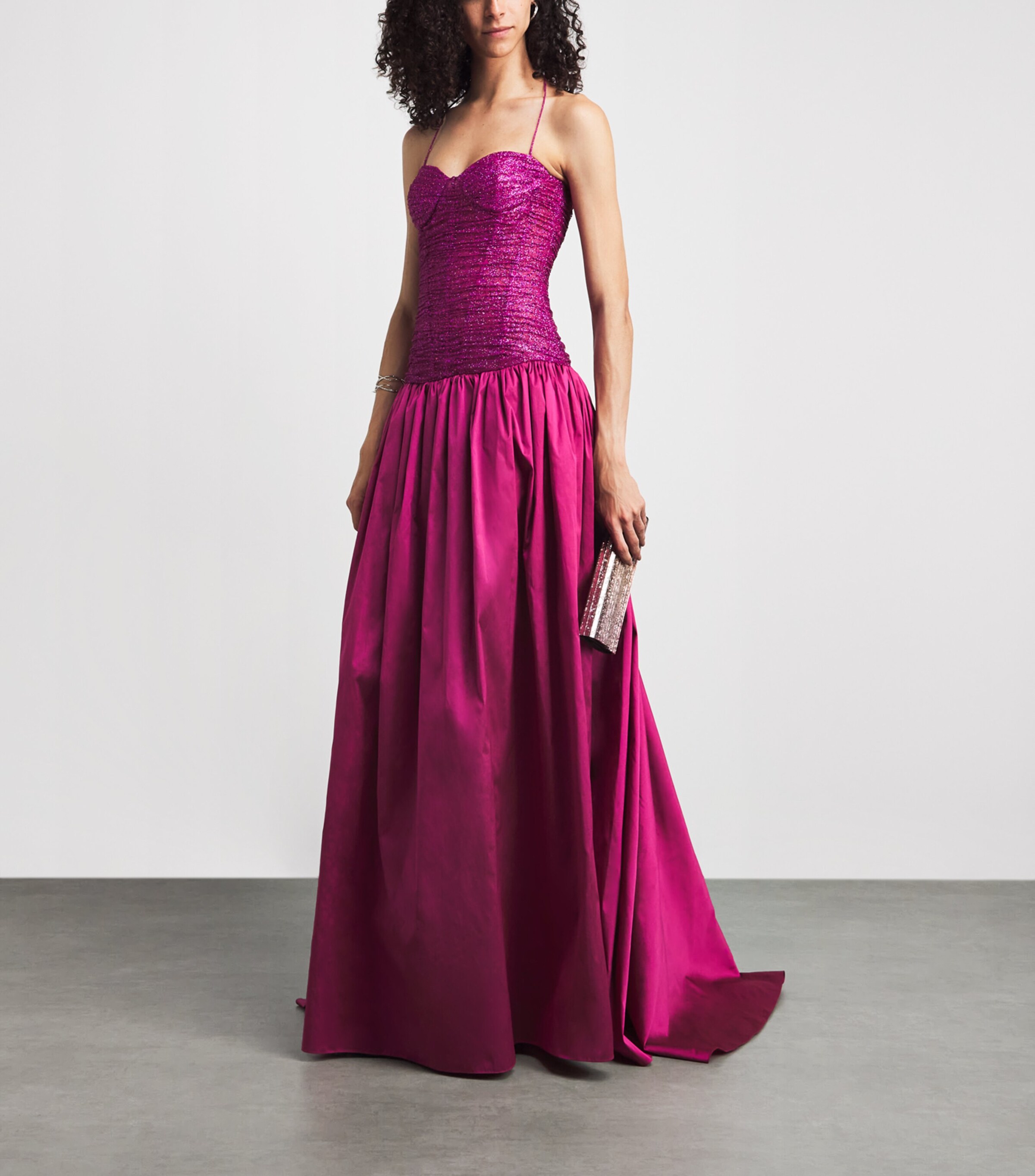 Sandra Mansour Womens Taffeta Twilight Gown Asis C Fuchsia Image 2
