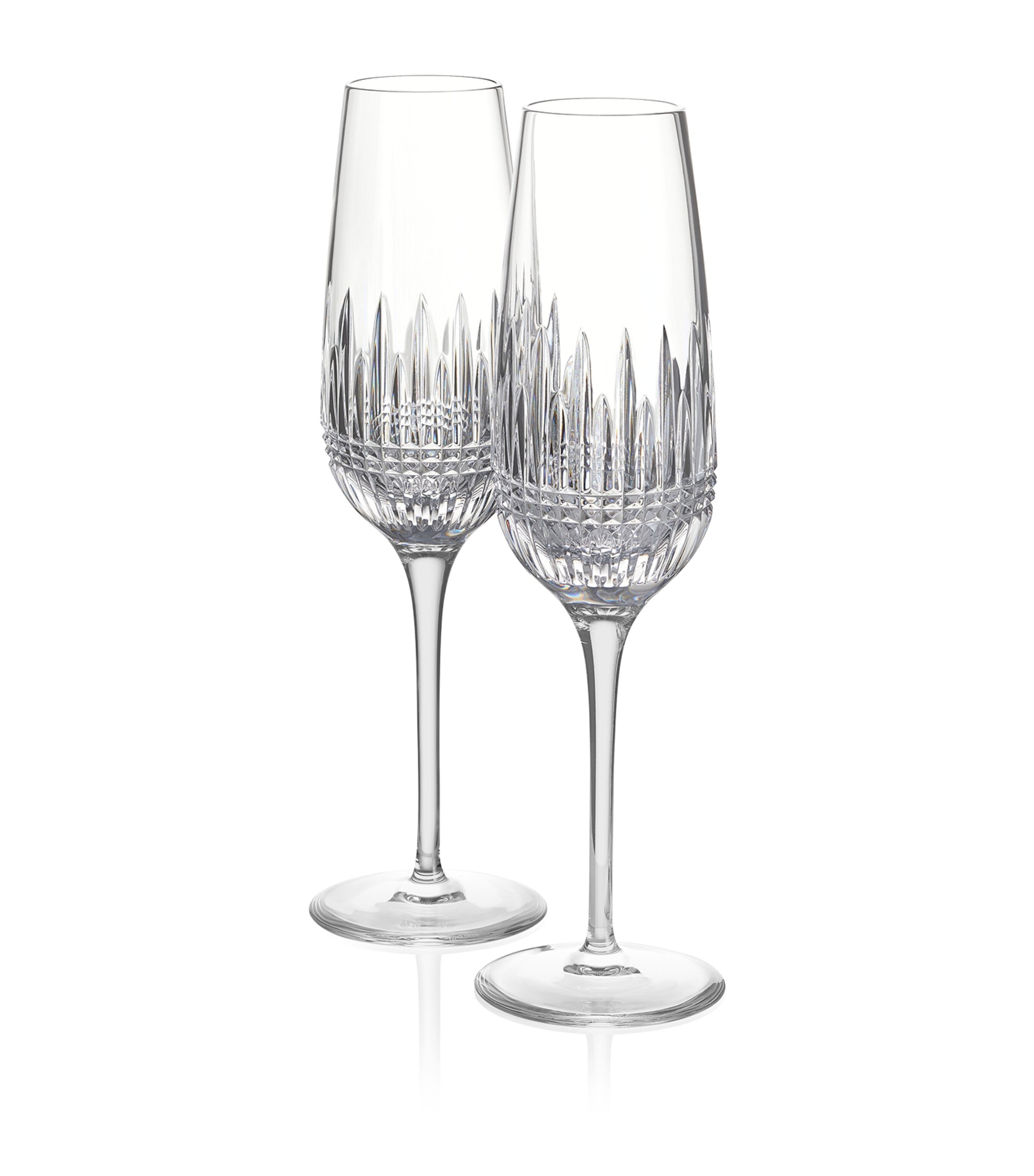 WATERFORD SET OF 2 LISMORE DIAMOND ESSENCE CHAMPAGNE FLUTES