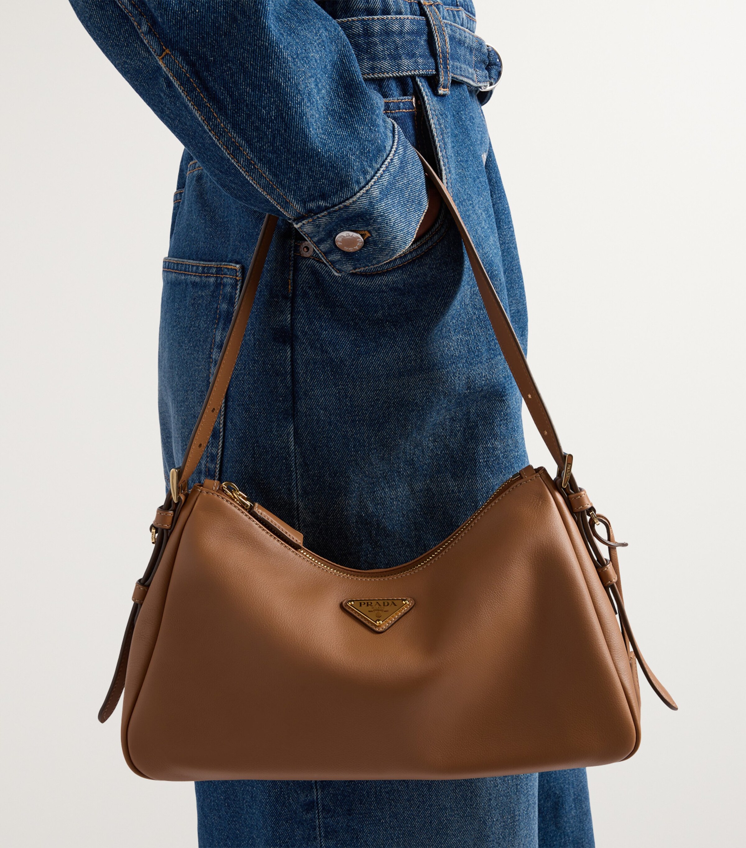 Prada Medium Leather Aimée Shoulder Bag | Harrods UK