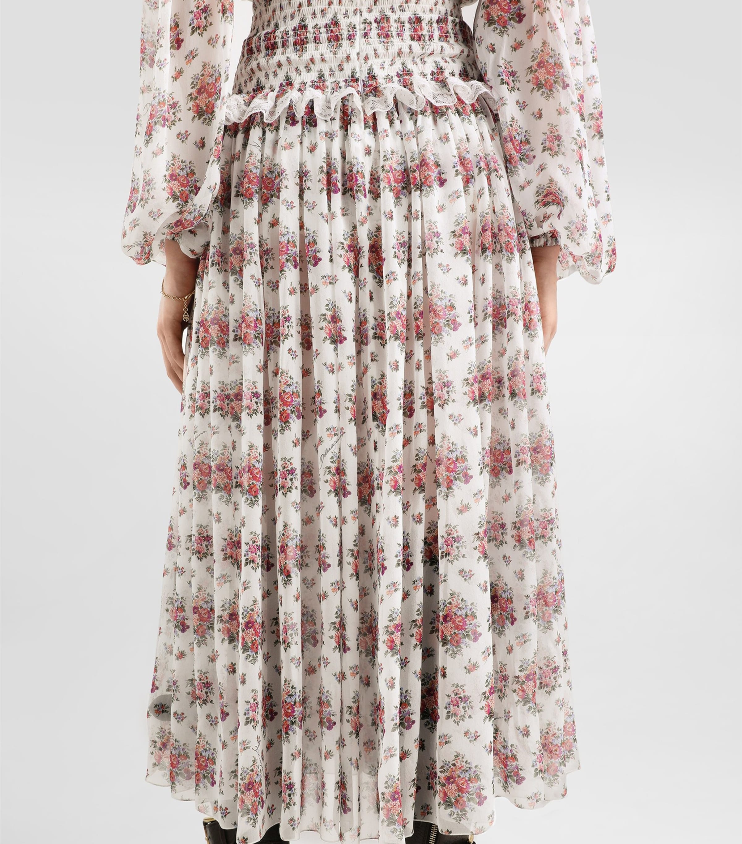 Dolce&Gabbana Womens Silk-Blend Floral Midi Dress Mazz Image 4