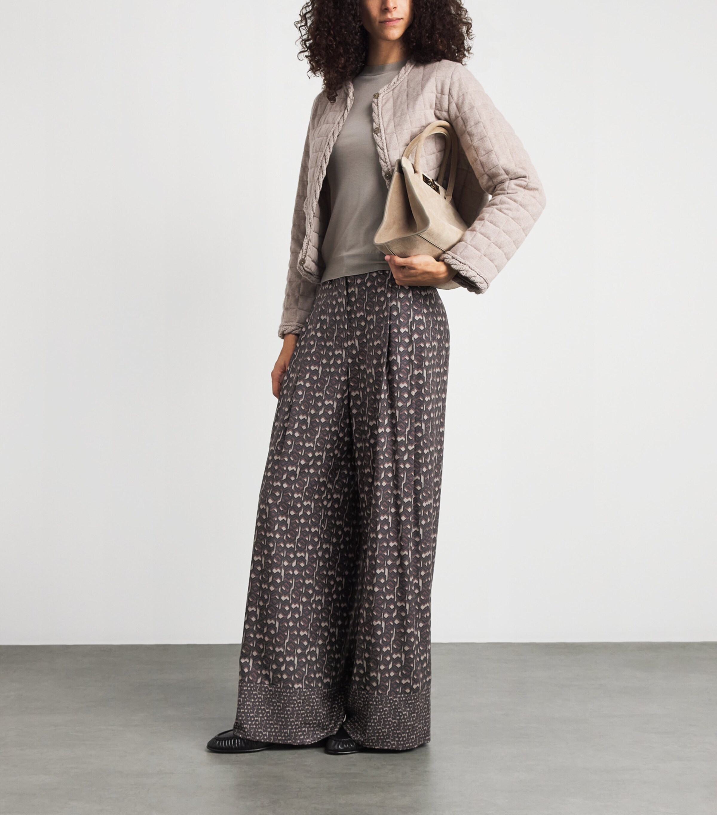 Colombo Womens Silk Printed Trousers Optical Print Image 2