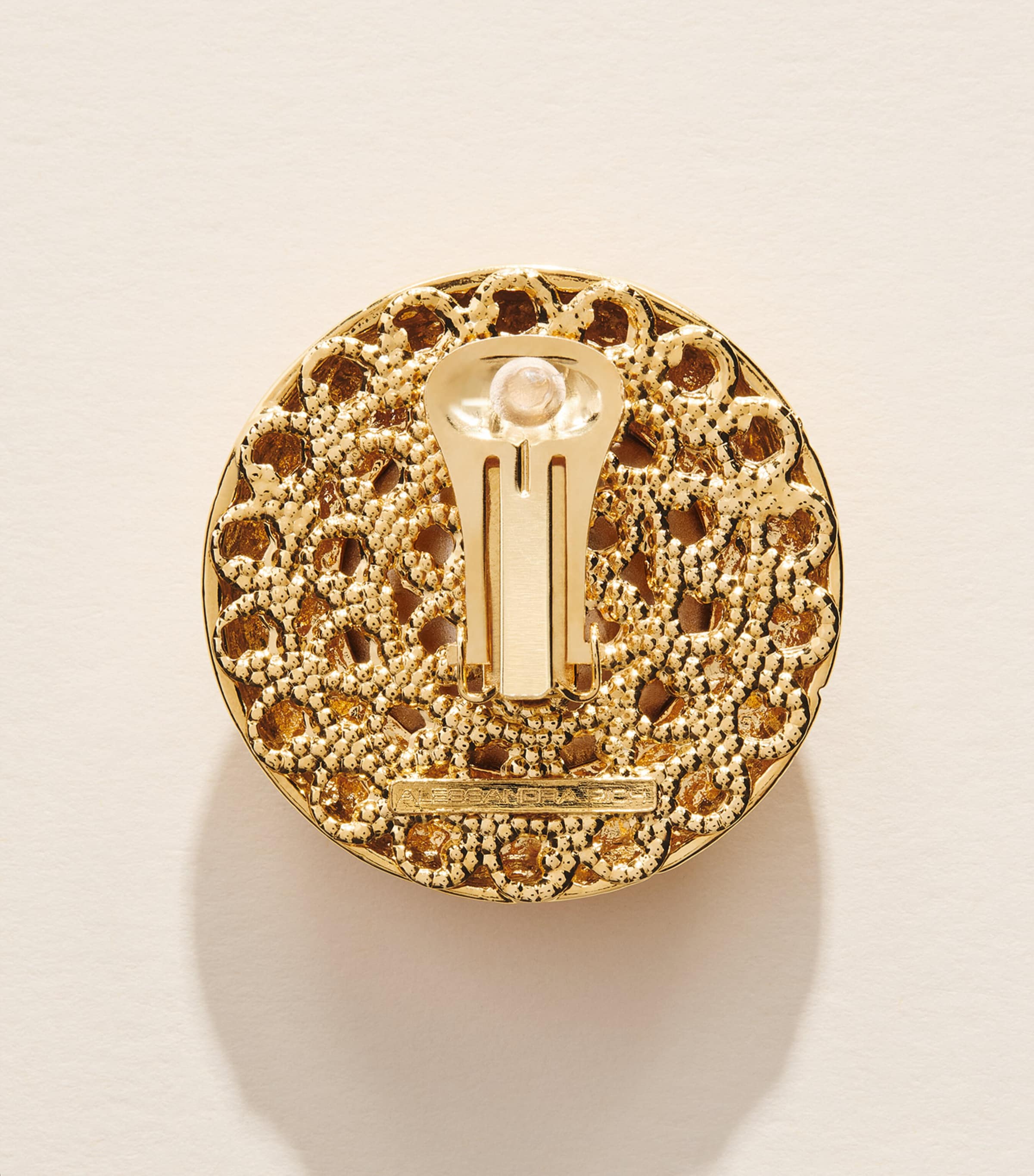 Alessandra Rich Embellished Round Clip-On Earrings Red Gold Image 3