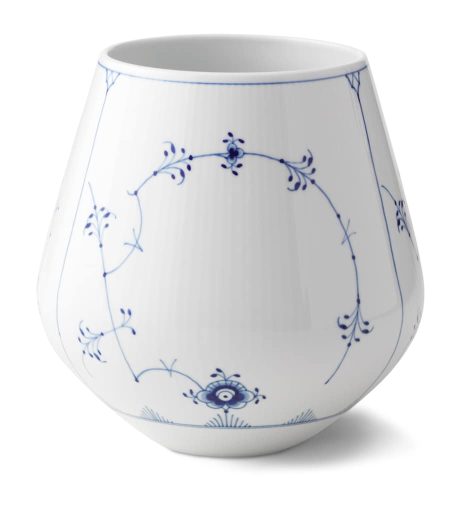 Royal Copenhagen Large Blue Fluted Plain Vase (20.5cm) Blue Image 1